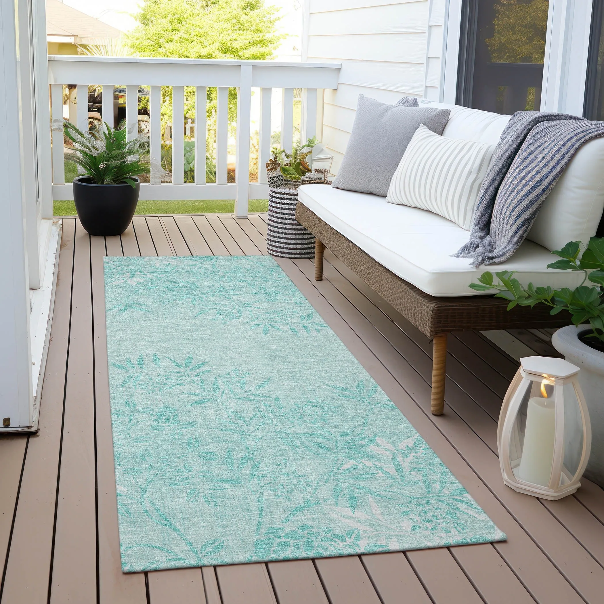 Machine Washable Indoor/ Outdoor Chantille Modern Garden Rug
