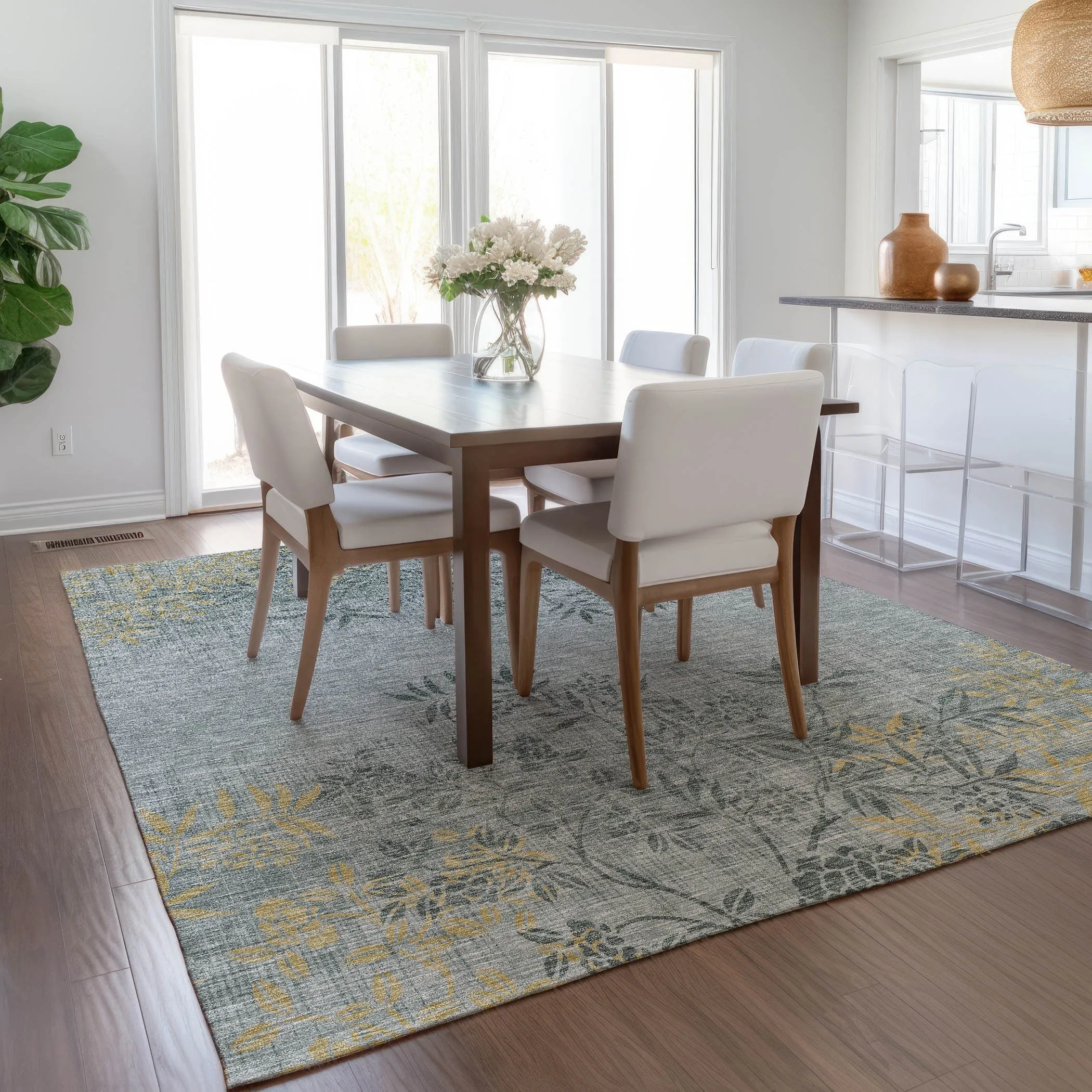 Machine Washable Indoor/ Outdoor Chantille Modern Garden Rug