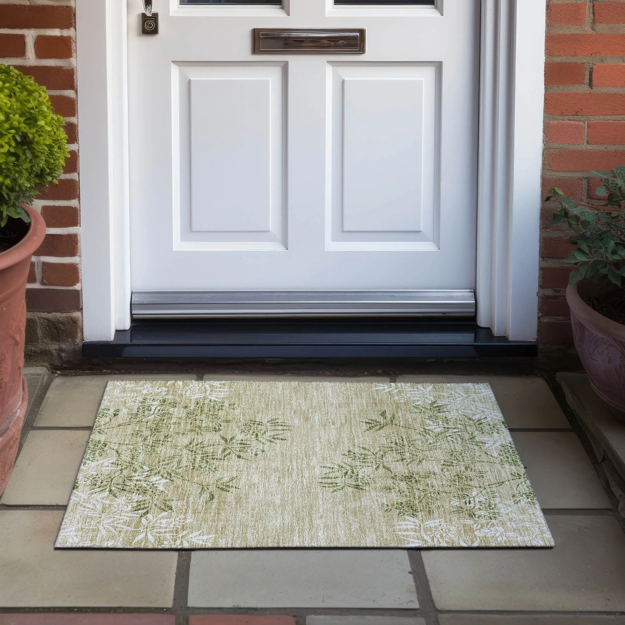 Machine Washable Indoor/ Outdoor Chantille Modern Garden Rug