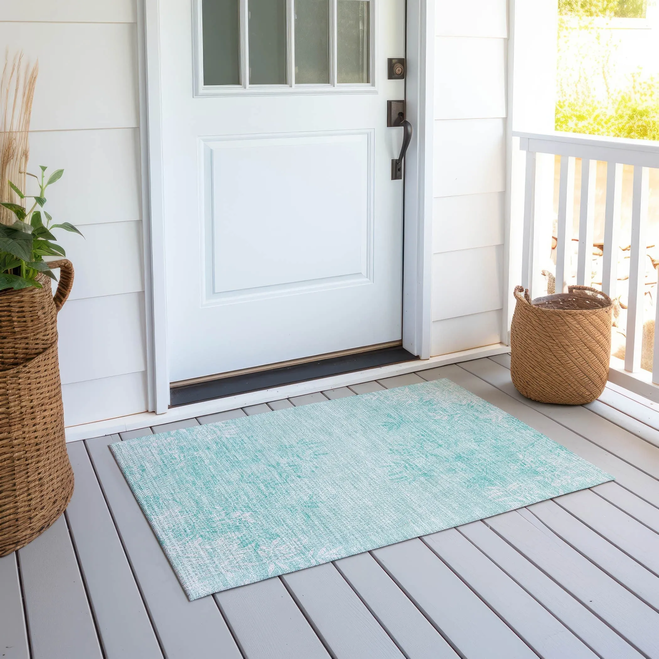 Machine Washable Indoor/ Outdoor Chantille Modern Garden Rug