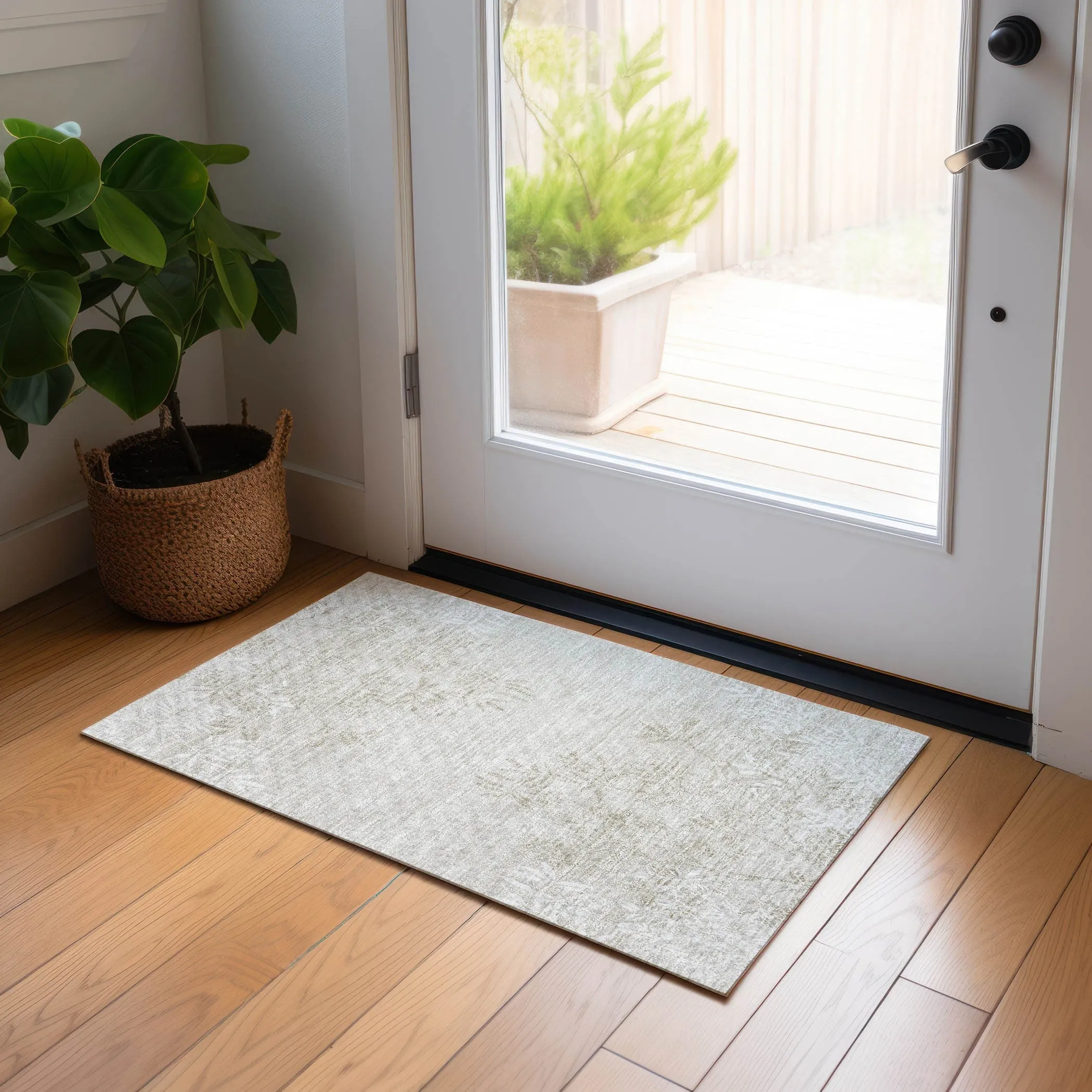 Machine Washable Indoor/ Outdoor Chantille Modern Garden Rug