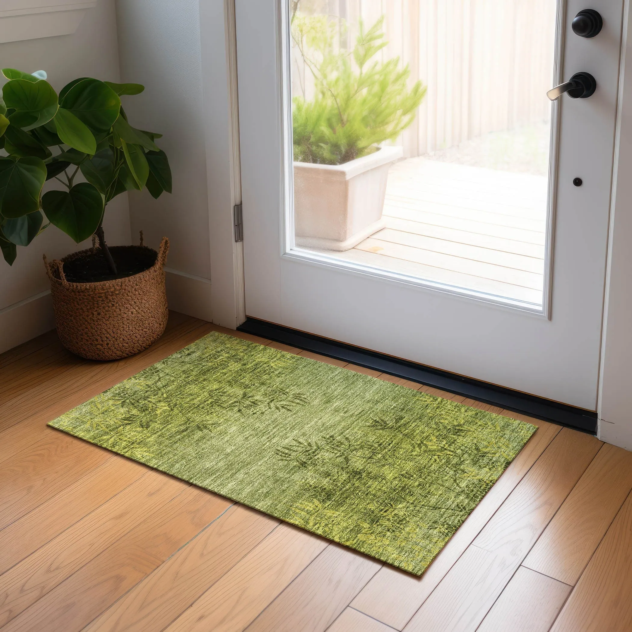Machine Washable Indoor/ Outdoor Chantille Modern Garden Rug