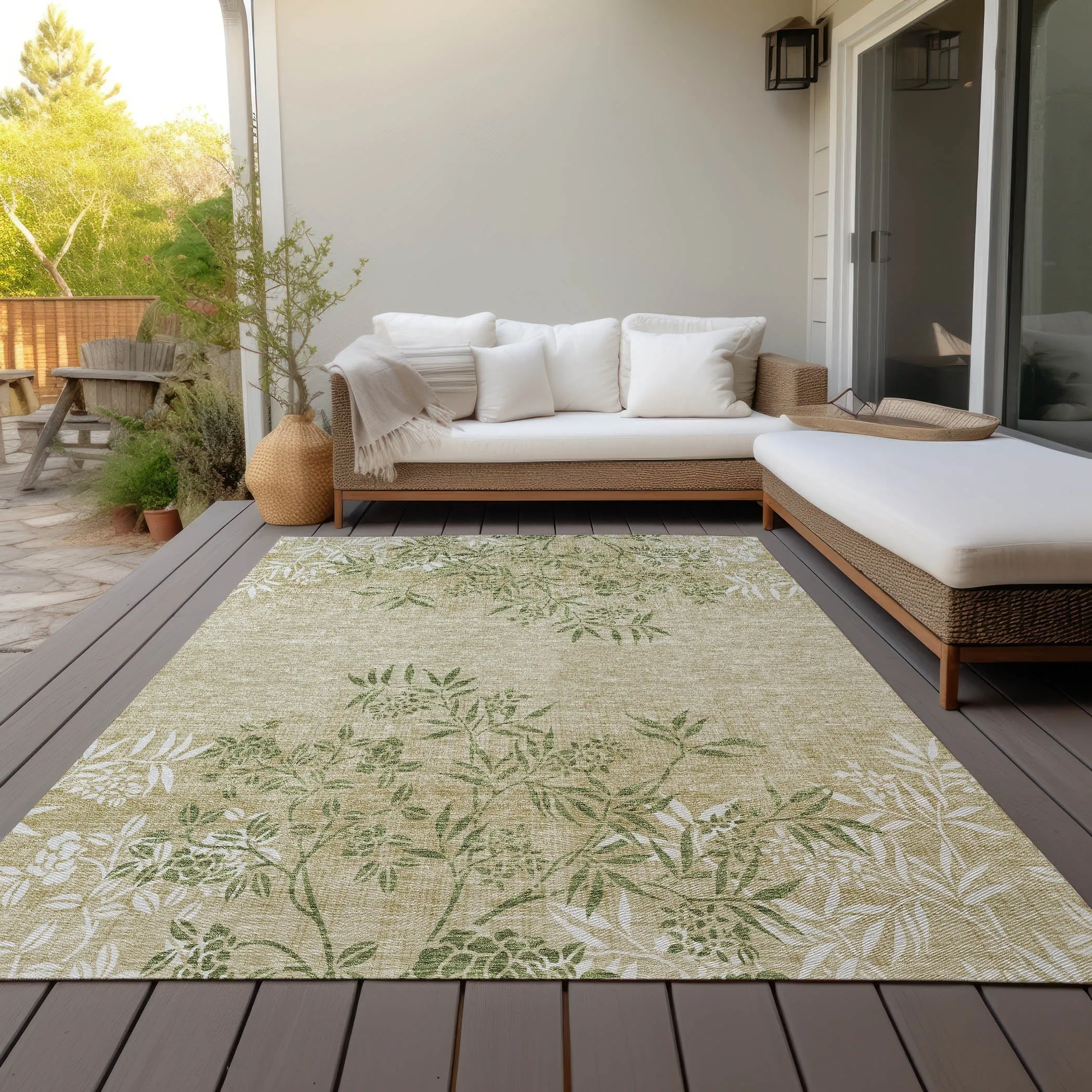 Machine Washable Indoor/ Outdoor Chantille Modern Garden Rug