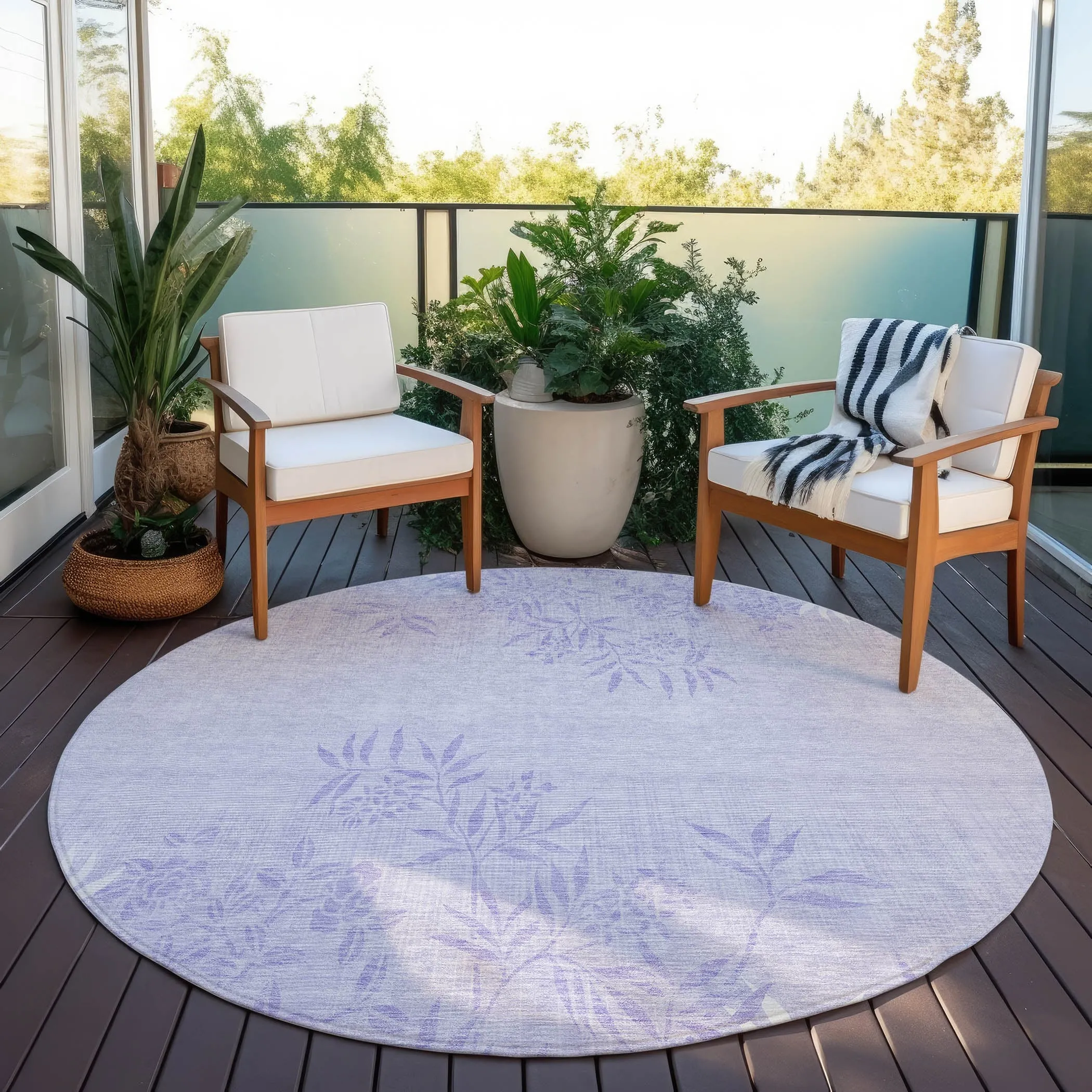 Machine Washable Indoor/ Outdoor Chantille Modern Garden Rug