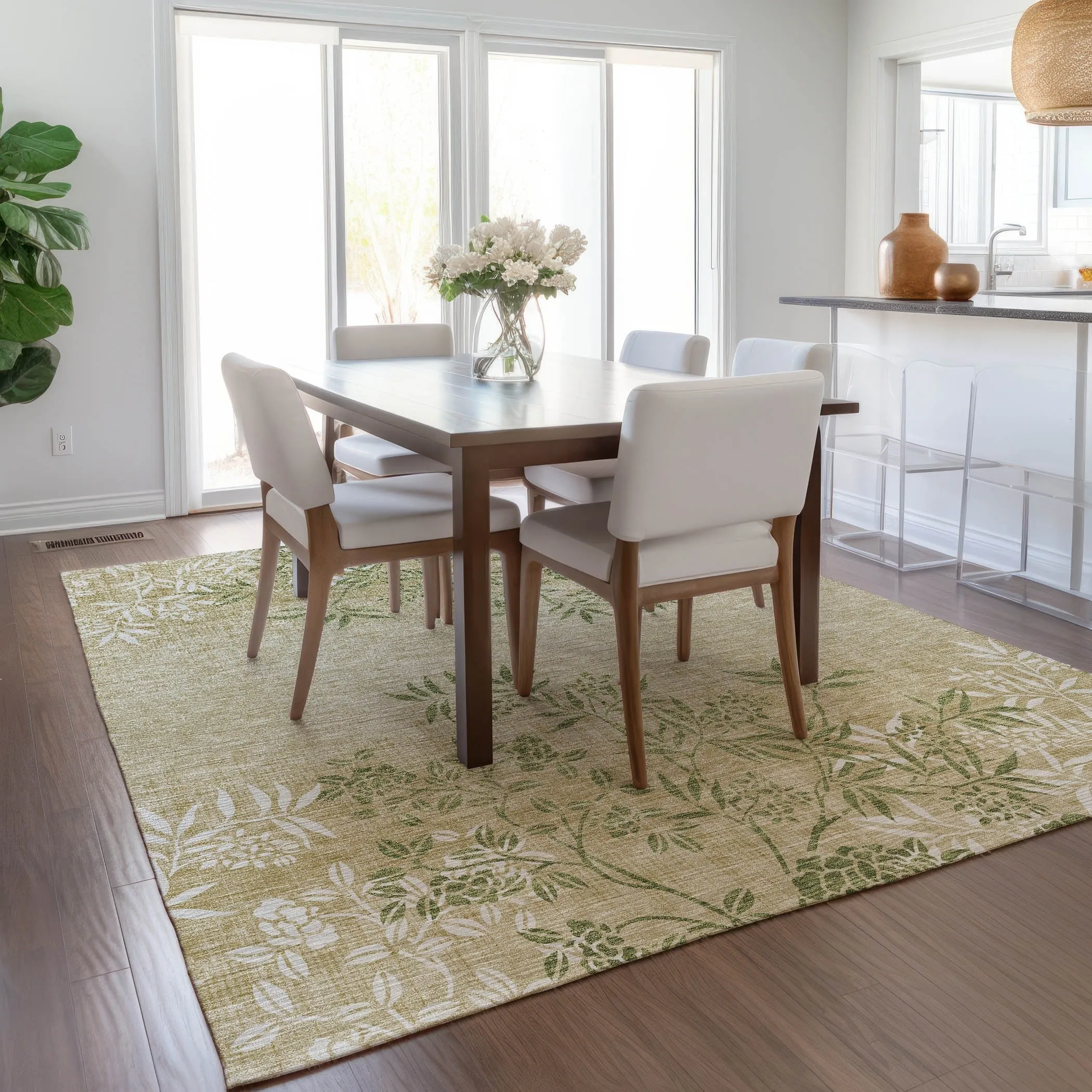 Machine Washable Indoor/ Outdoor Chantille Modern Garden Rug