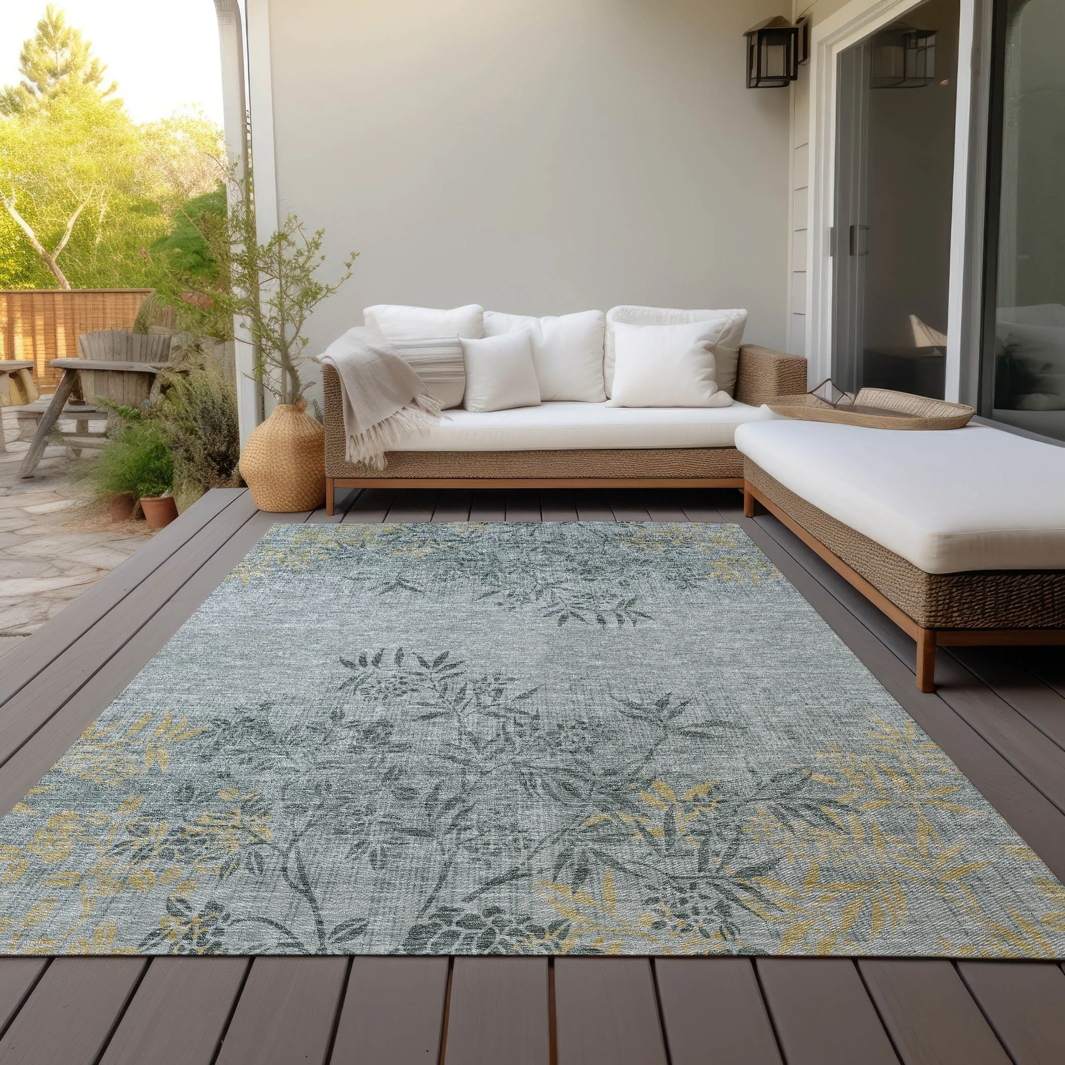 Machine Washable Indoor/ Outdoor Chantille Modern Garden Rug