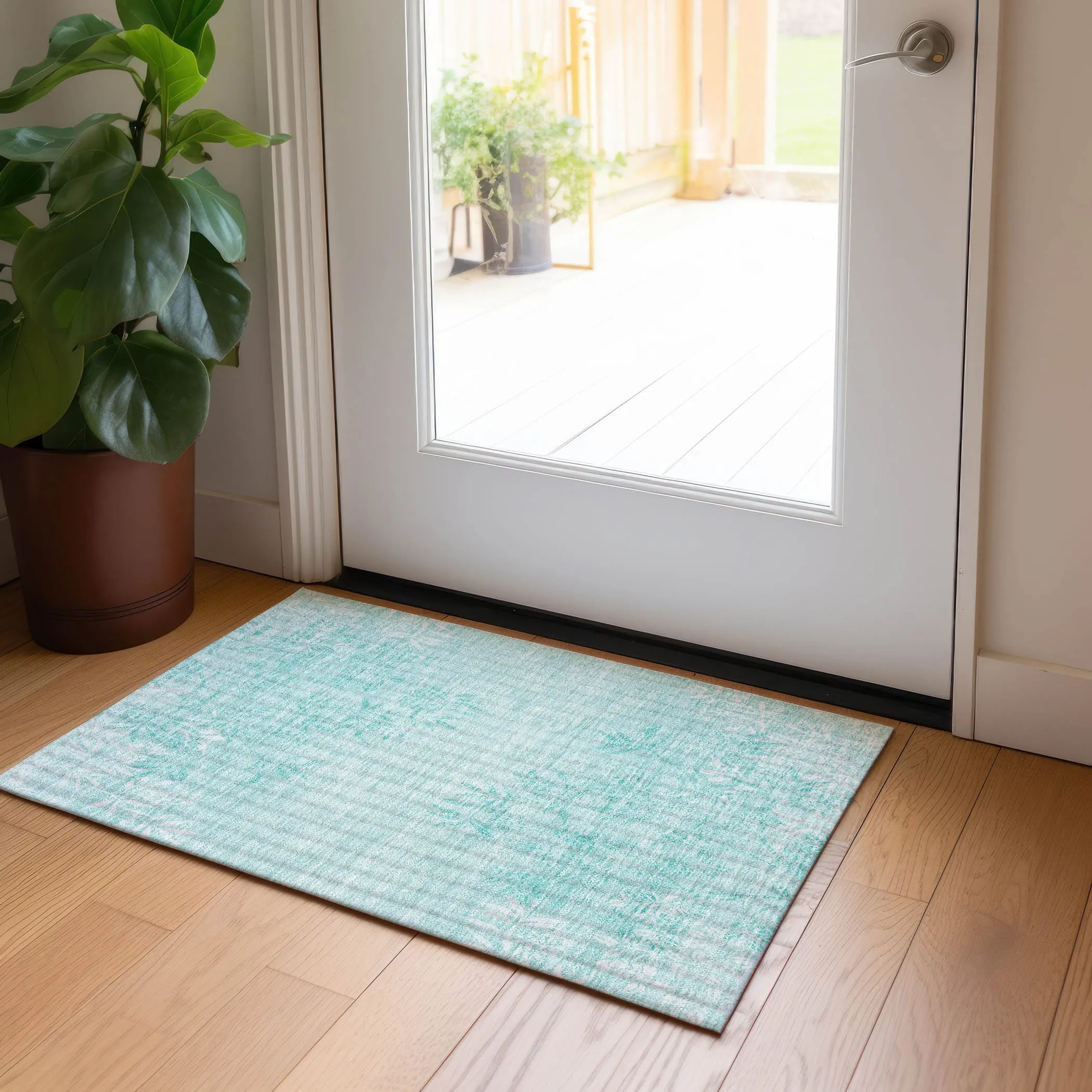 Machine Washable Indoor/ Outdoor Chantille Modern Garden Rug