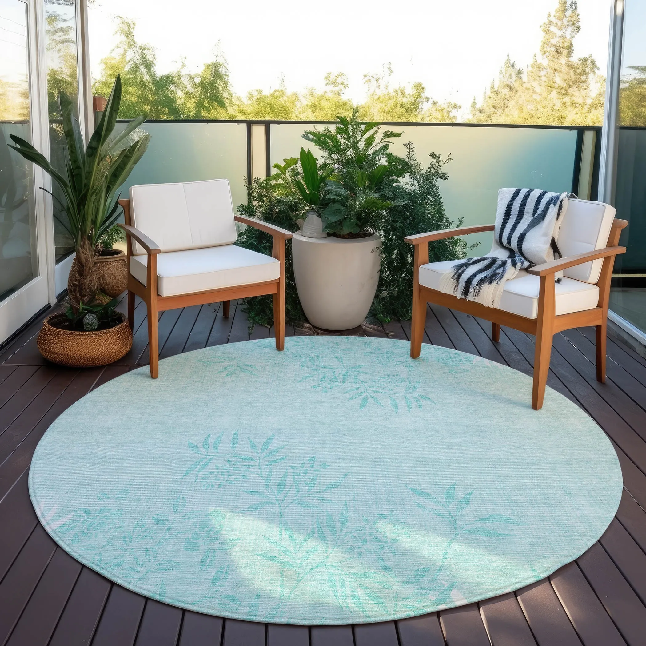 Machine Washable Indoor/ Outdoor Chantille Modern Garden Rug