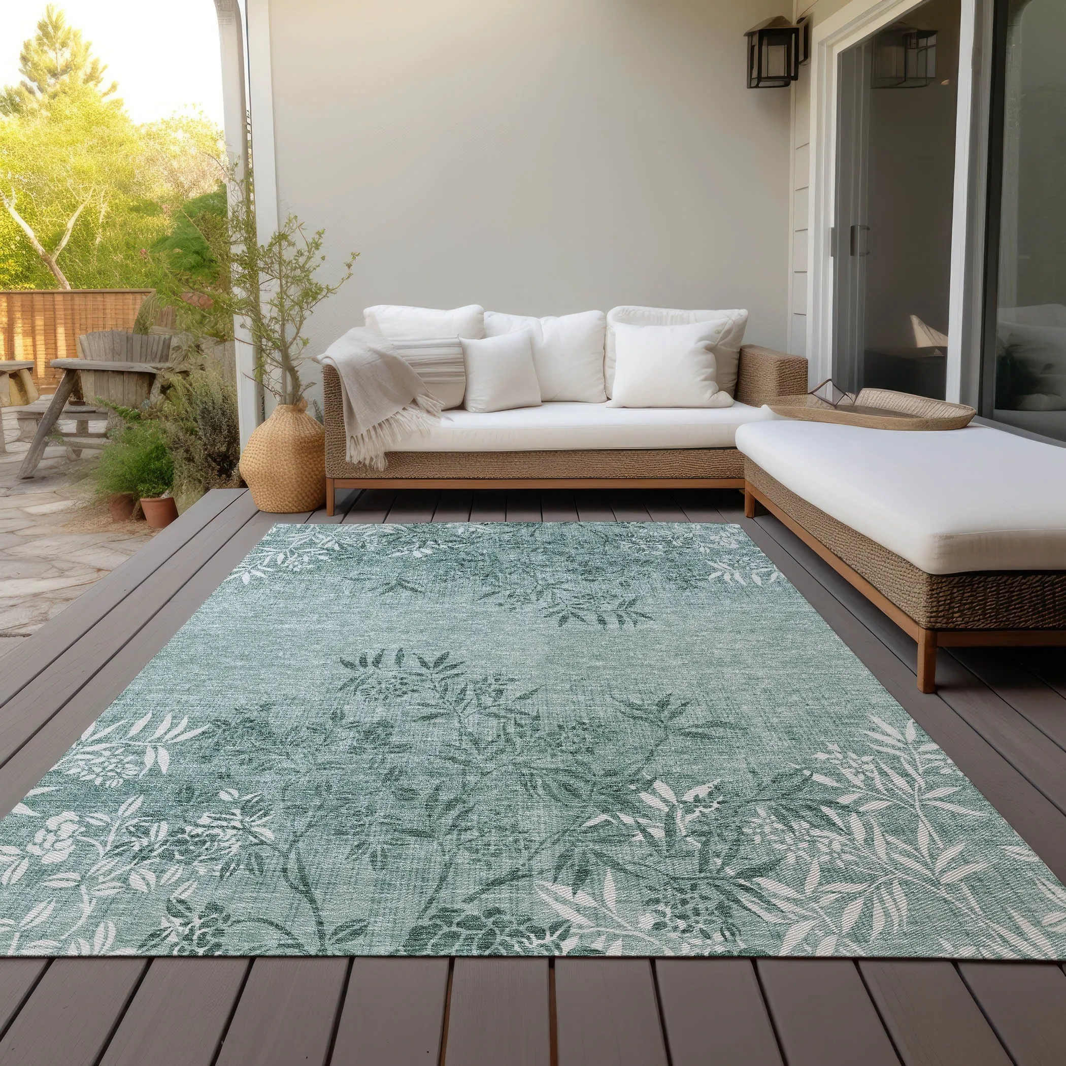 Machine Washable Indoor/ Outdoor Chantille Modern Garden Rug