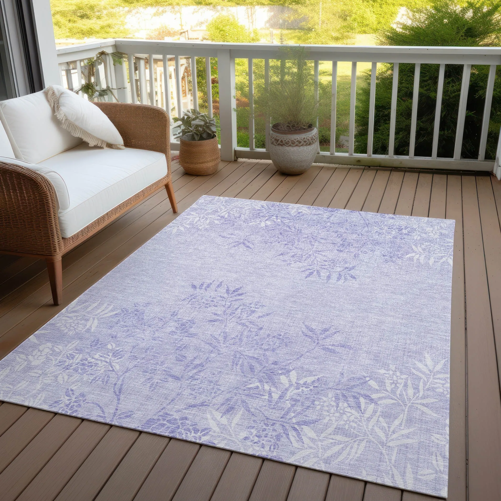 Machine Washable Indoor/ Outdoor Chantille Modern Garden Rug