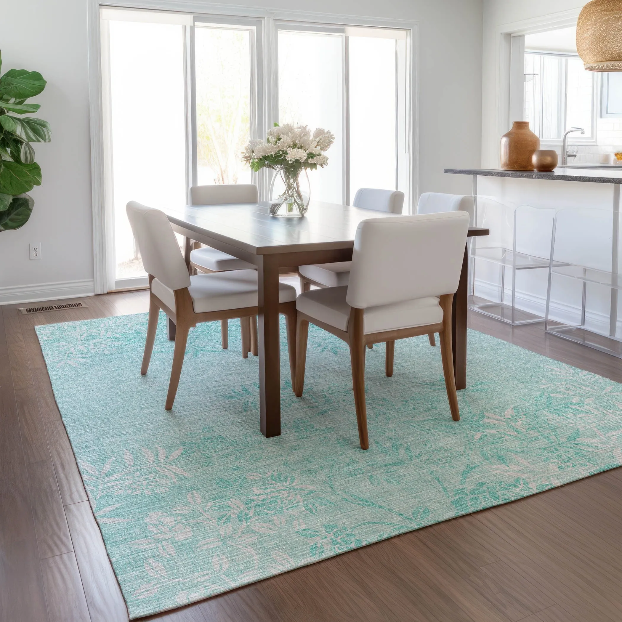 Machine Washable Indoor/ Outdoor Chantille Modern Garden Rug