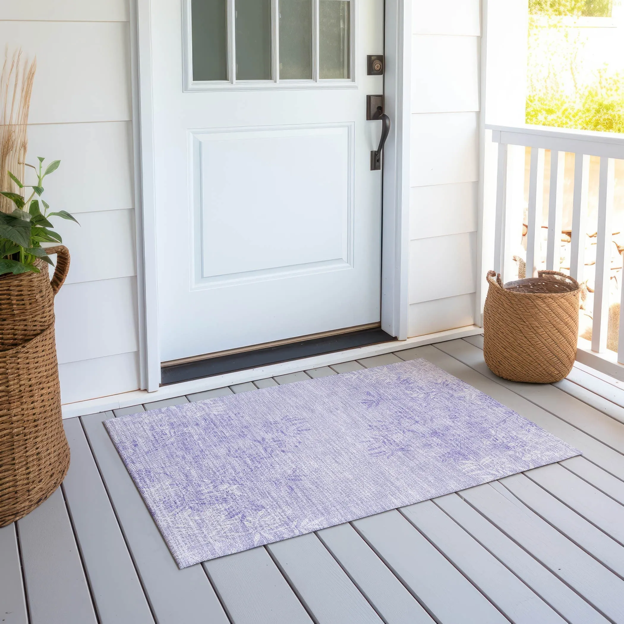 Machine Washable Indoor/ Outdoor Chantille Modern Garden Rug