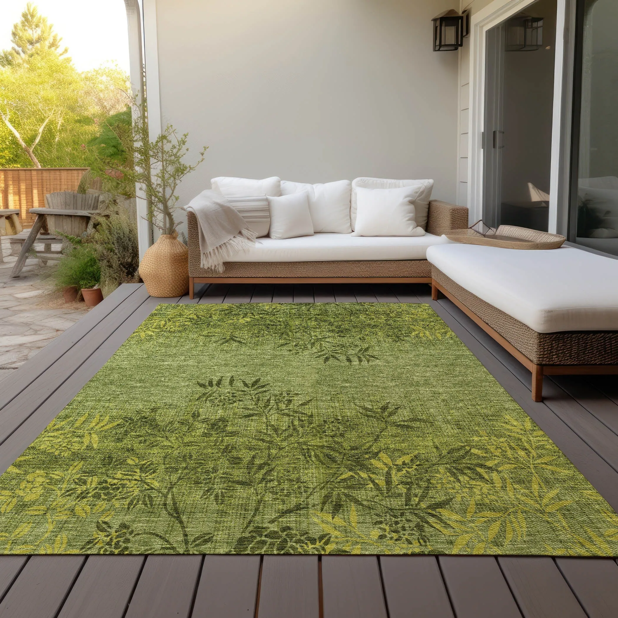 Machine Washable Indoor/ Outdoor Chantille Modern Garden Rug