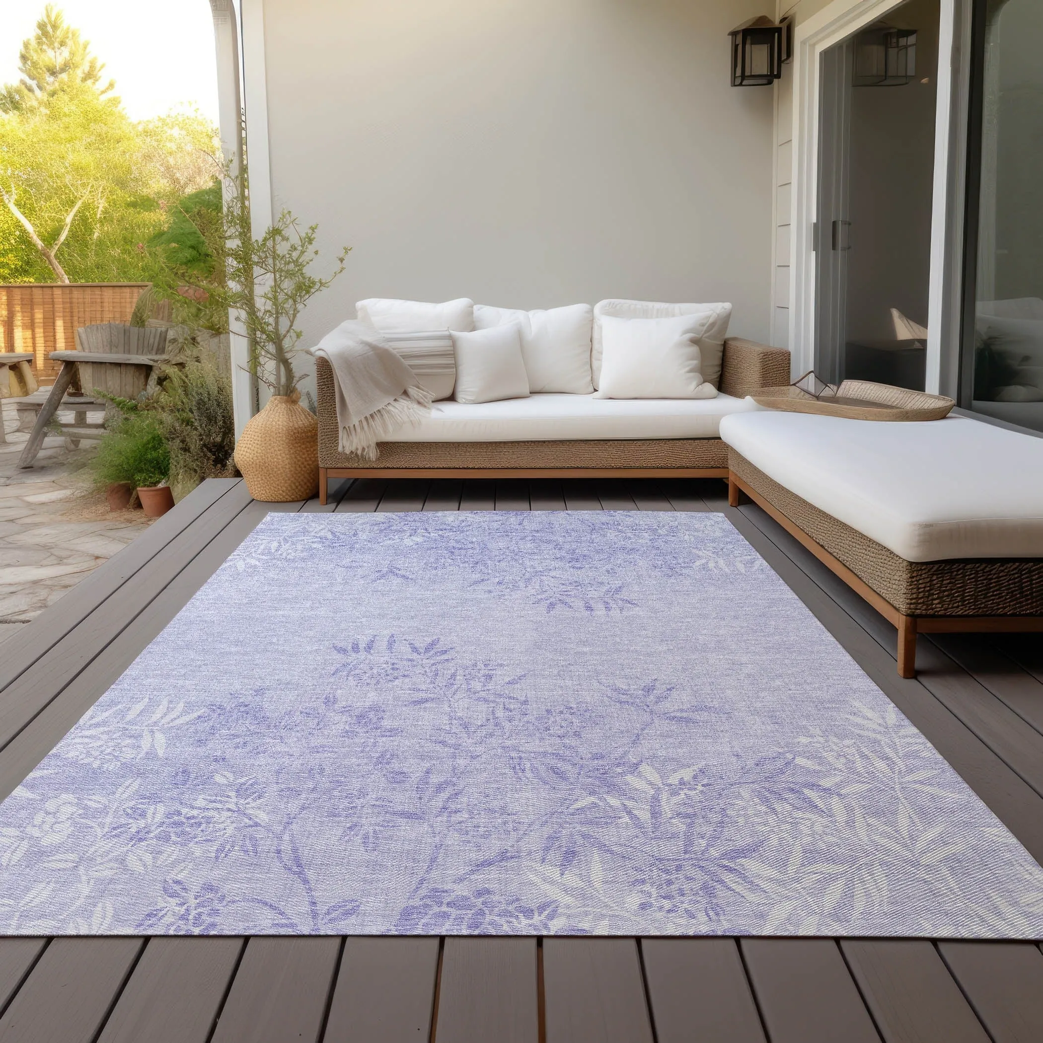 Machine Washable Indoor/ Outdoor Chantille Modern Garden Rug