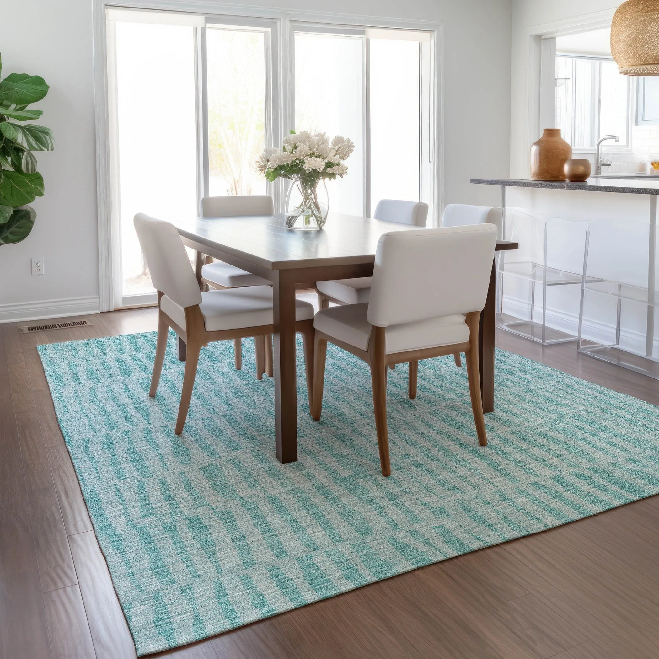 Machine Washable Indoor/ Outdoor Chantille Modern Geo Rug