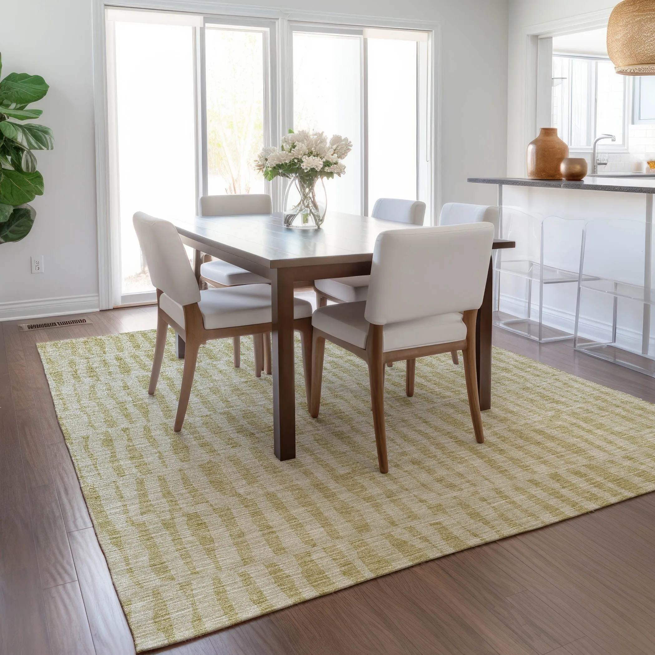 Machine Washable Indoor/ Outdoor Chantille Modern Geo Rug
