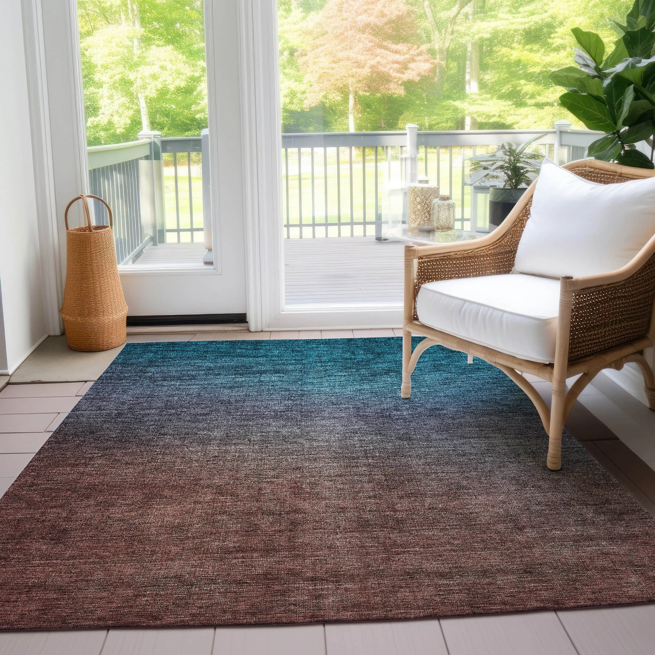 Machine Washable Indoor/ Outdoor Chantille Modern Ombre Rug