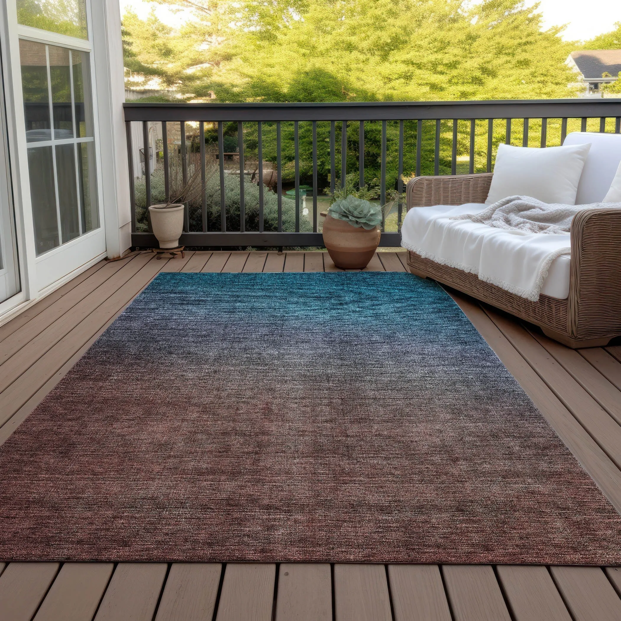 Machine Washable Indoor/ Outdoor Chantille Modern Ombre Rug