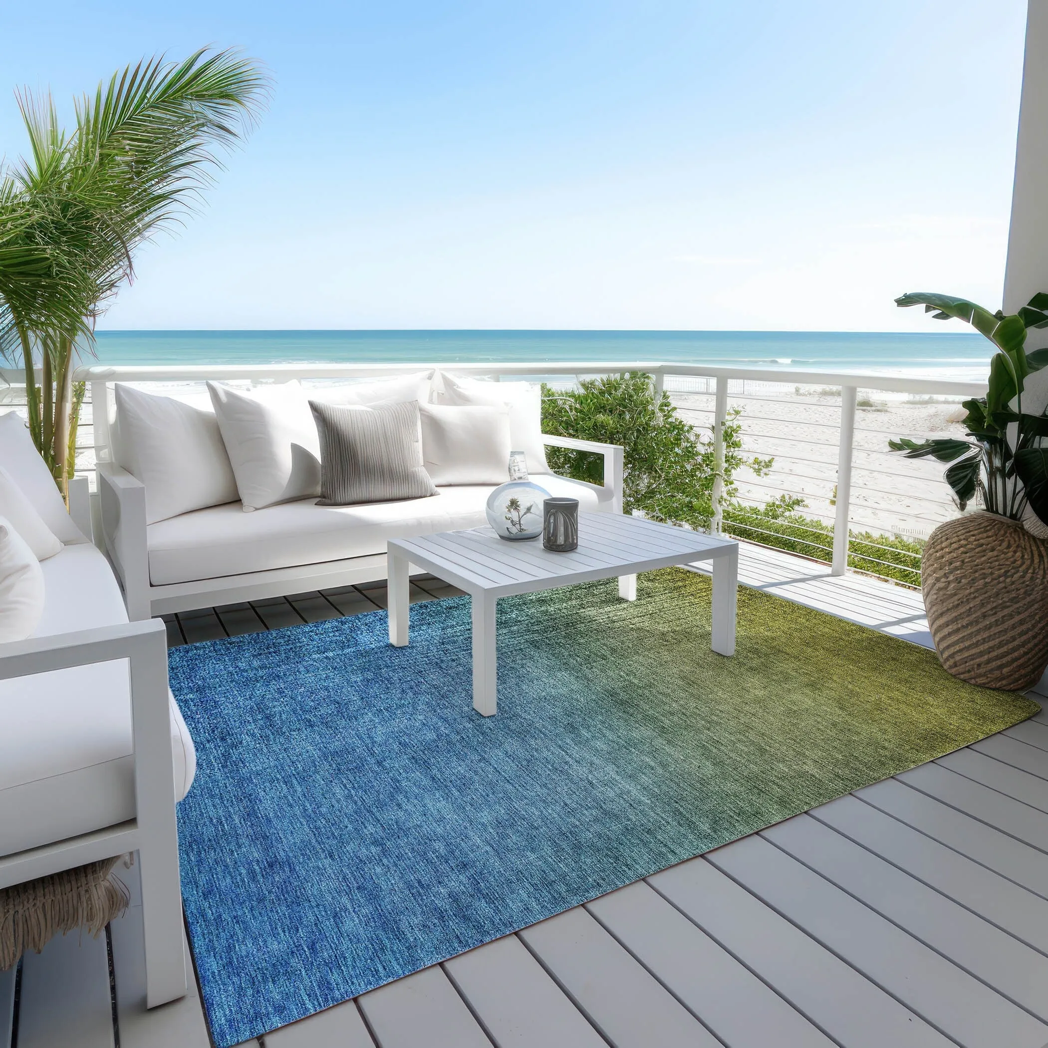 Machine Washable Indoor/ Outdoor Chantille Modern Ombre Rug