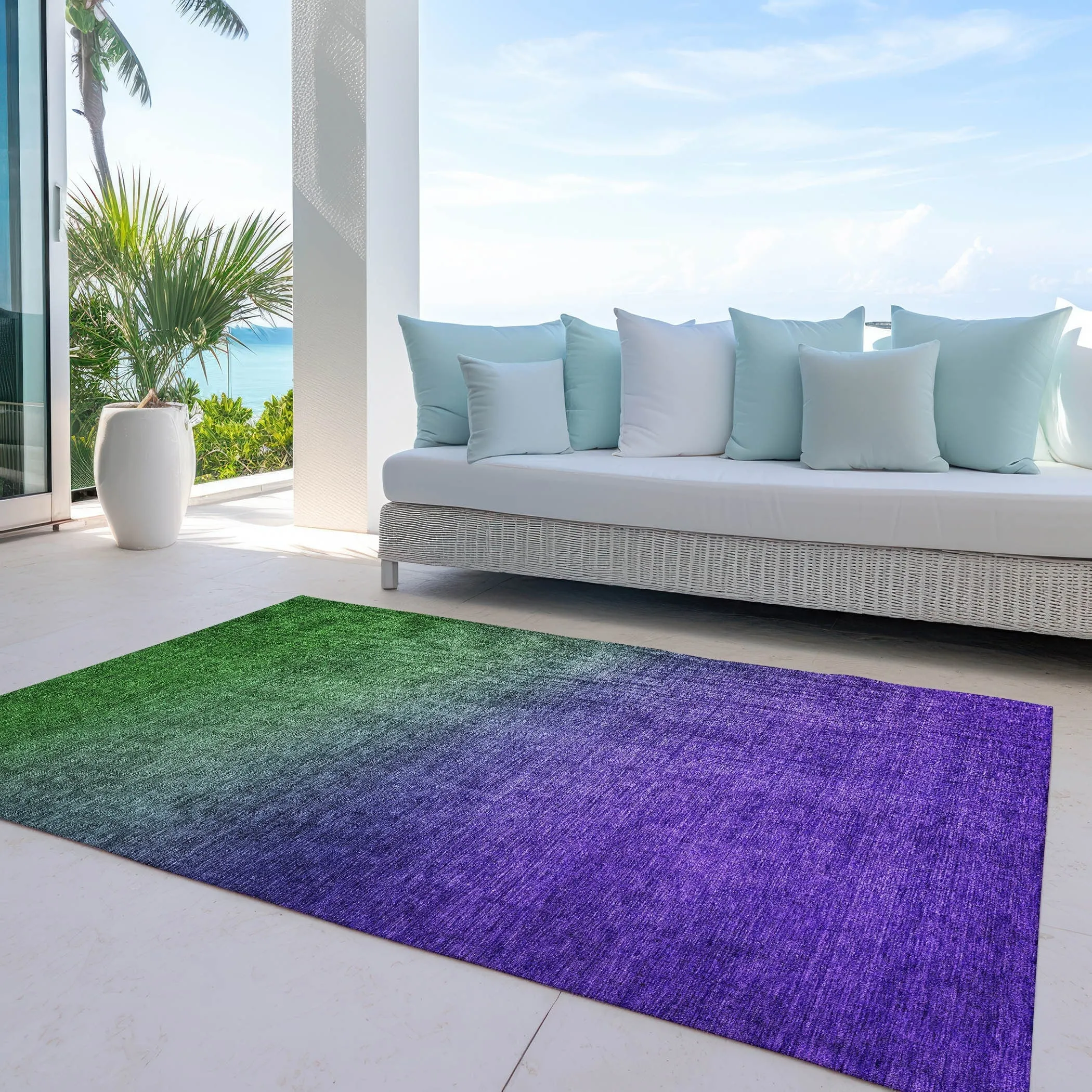 Machine Washable Indoor/ Outdoor Chantille Modern Ombre Rug