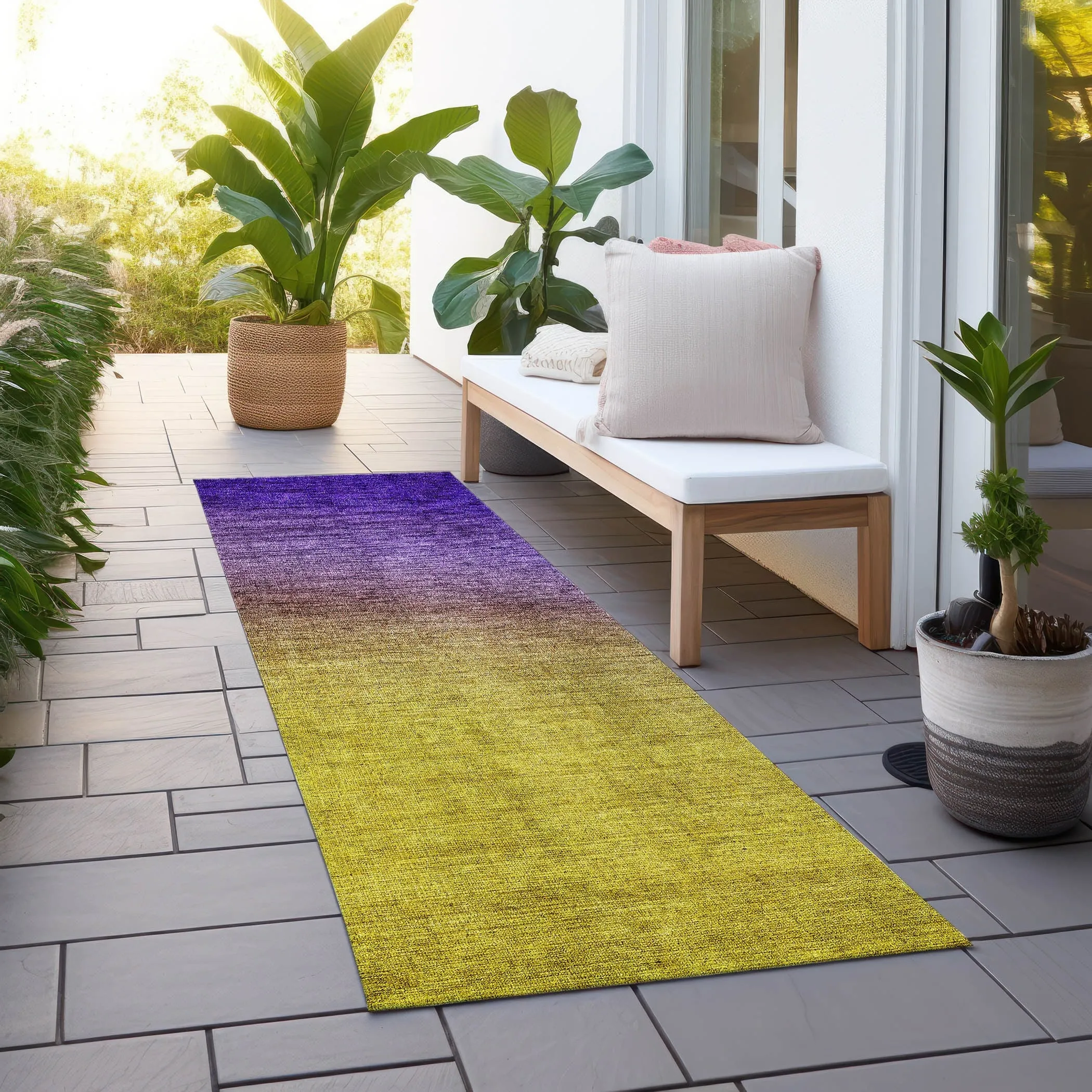 Machine Washable Indoor/ Outdoor Chantille Modern Ombre Rug