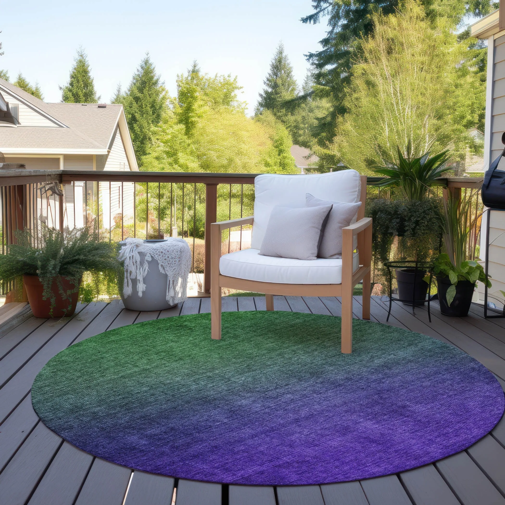 Machine Washable Indoor/ Outdoor Chantille Modern Ombre Rug