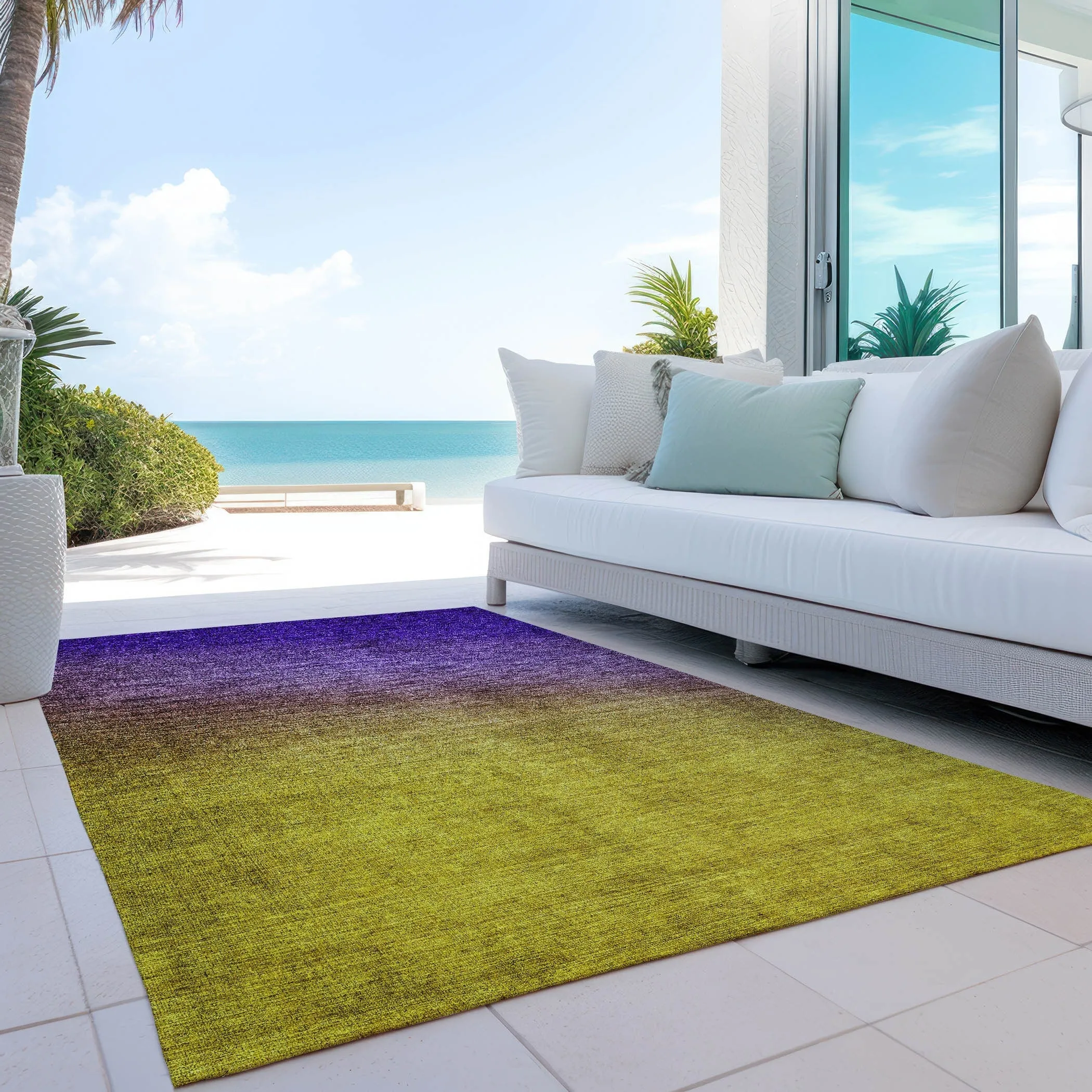 Machine Washable Indoor/ Outdoor Chantille Modern Ombre Rug