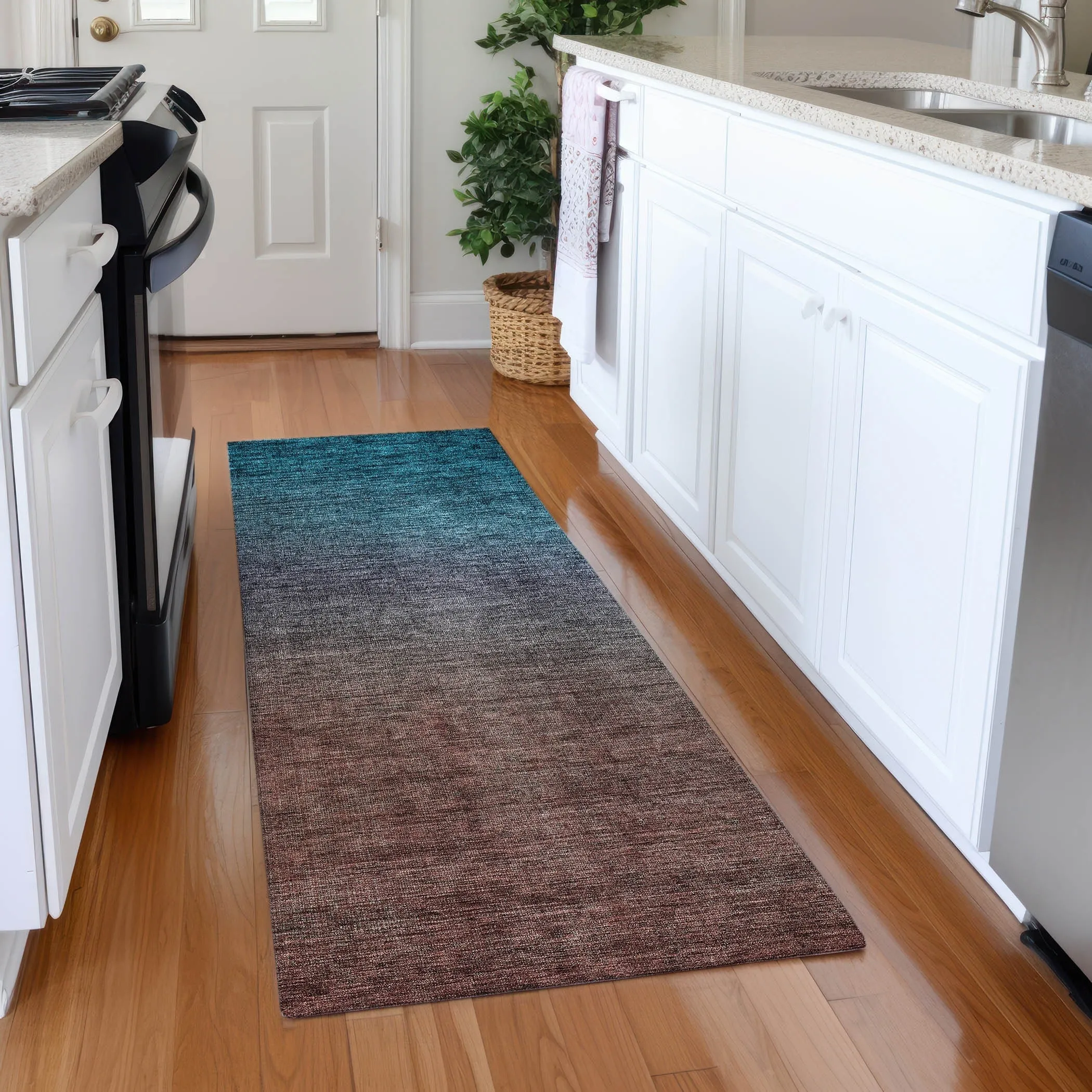 Machine Washable Indoor/ Outdoor Chantille Modern Ombre Rug