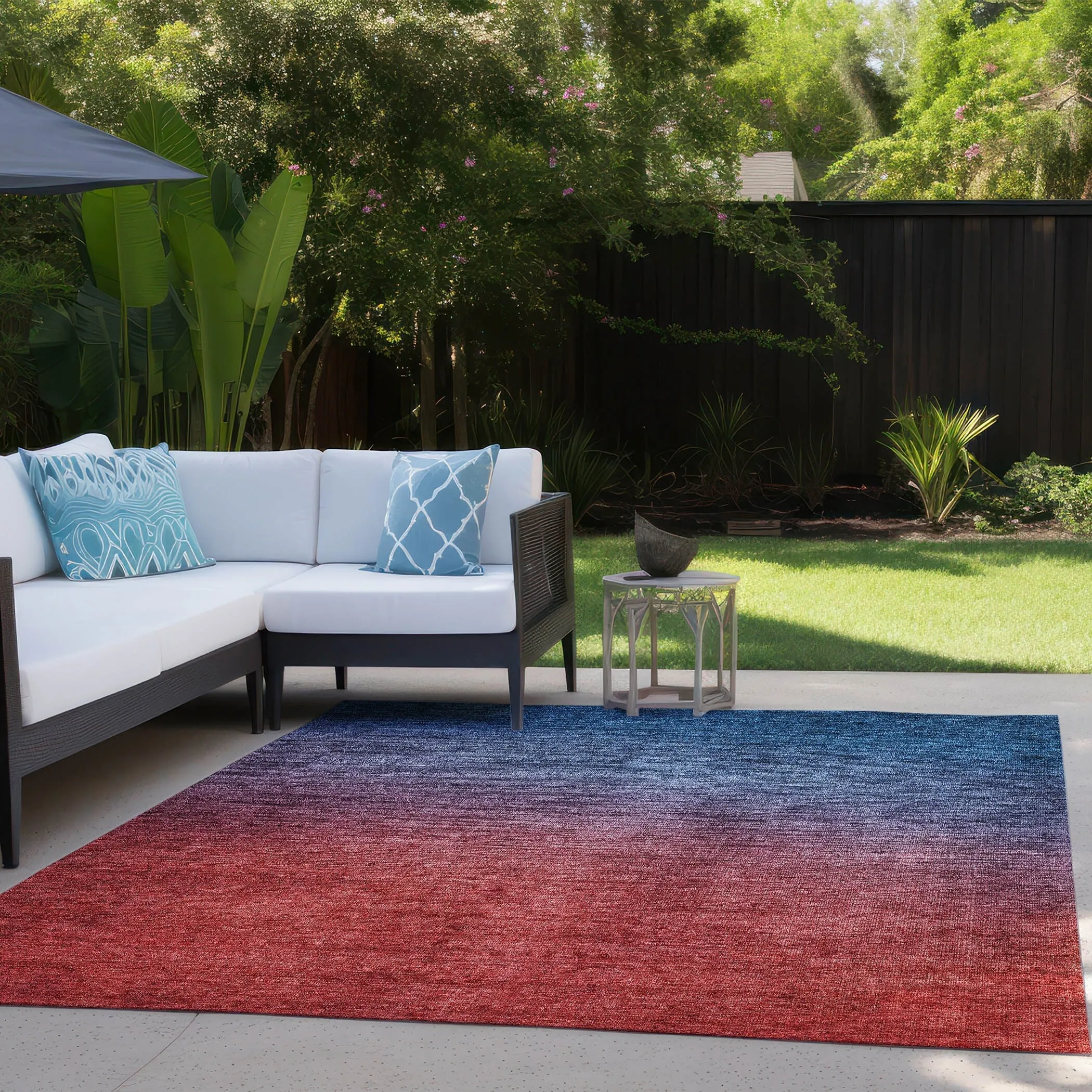 Machine Washable Indoor/ Outdoor Chantille Modern Ombre Rug
