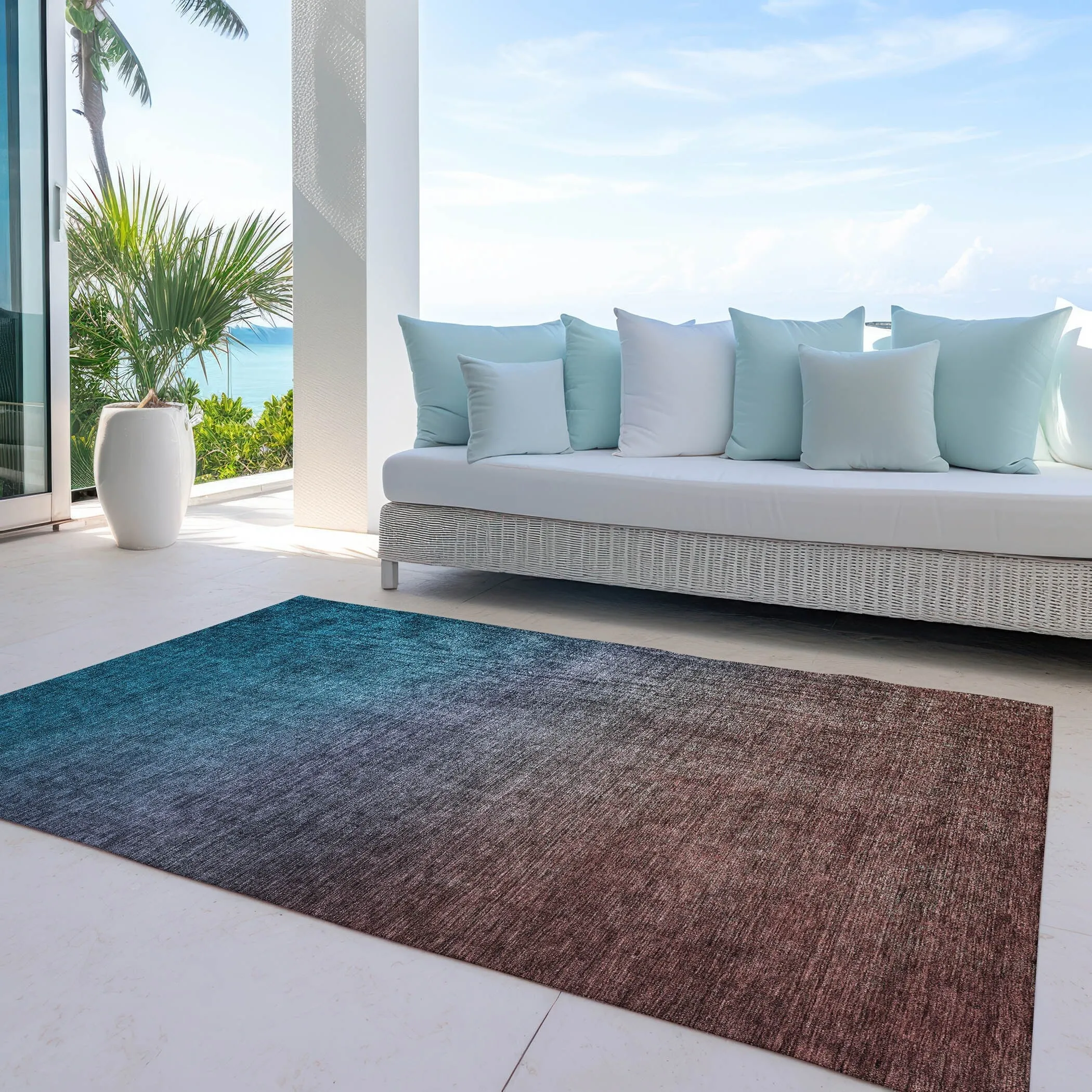 Machine Washable Indoor/ Outdoor Chantille Modern Ombre Rug