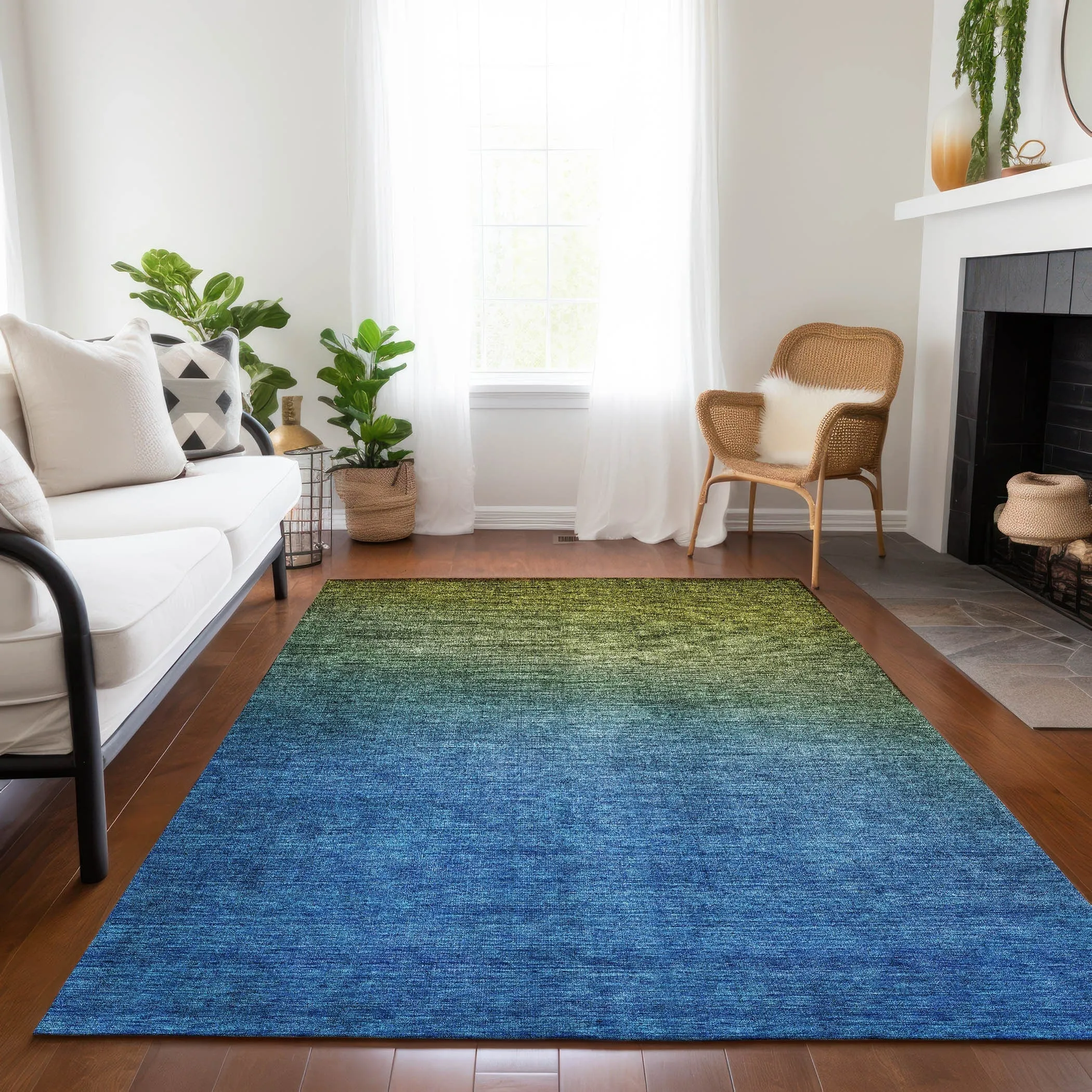 Machine Washable Indoor/ Outdoor Chantille Modern Ombre Rug