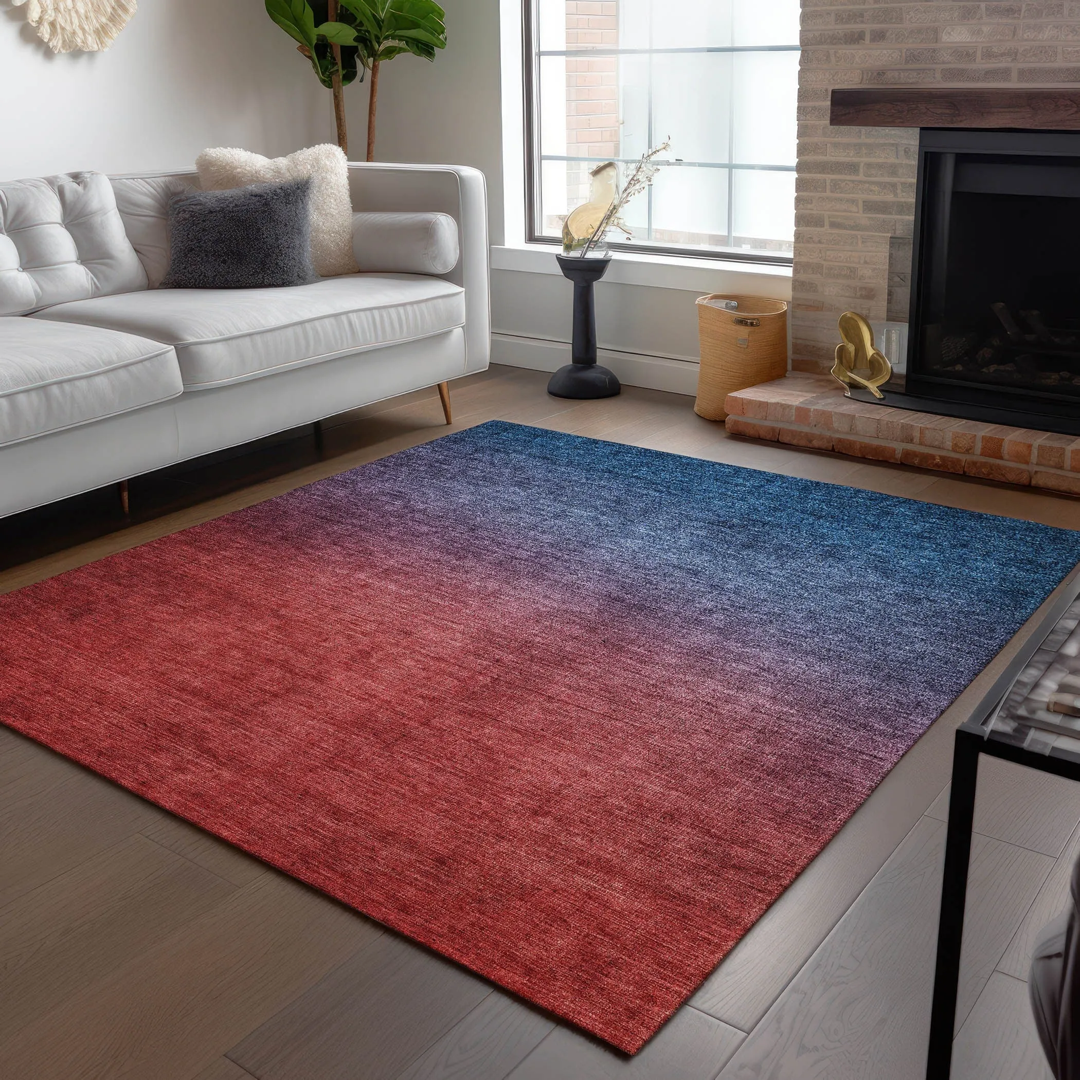 Machine Washable Indoor/ Outdoor Chantille Modern Ombre Rug
