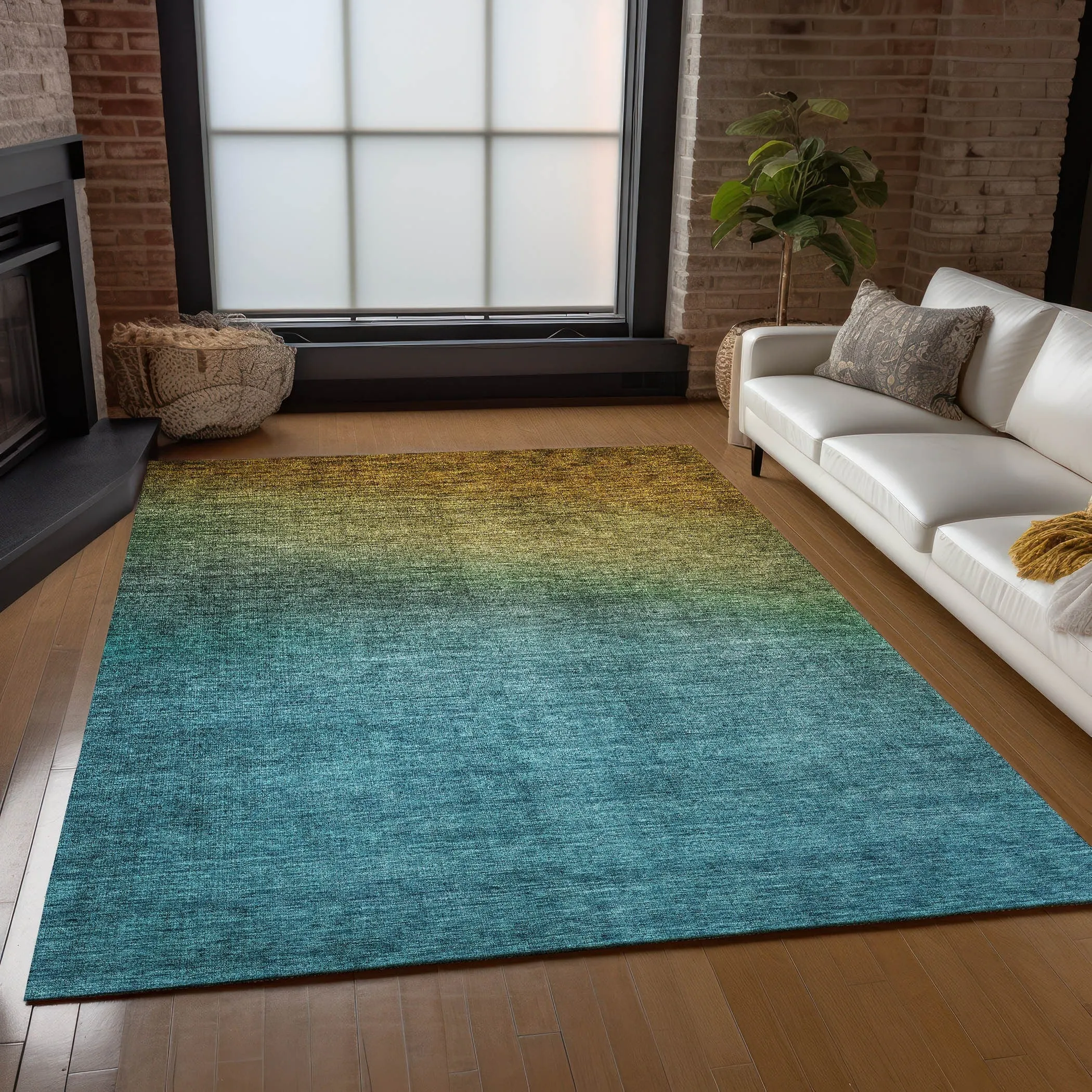 Machine Washable Indoor/ Outdoor Chantille Modern Ombre Rug