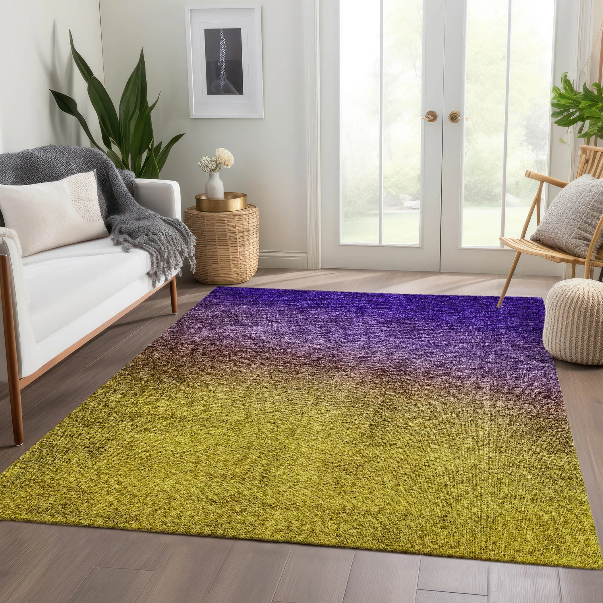 Machine Washable Indoor/ Outdoor Chantille Modern Ombre Rug