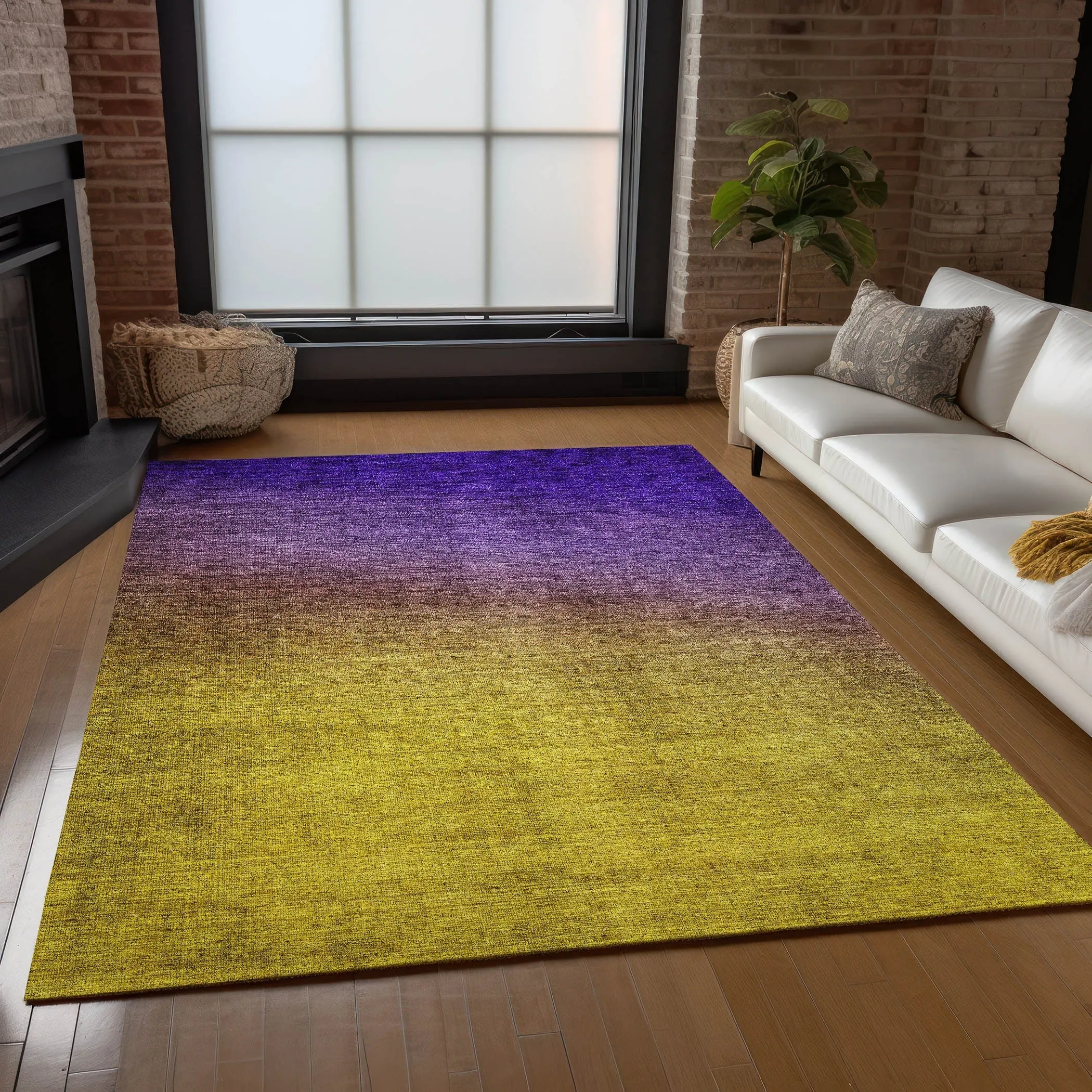 Machine Washable Indoor/ Outdoor Chantille Modern Ombre Rug