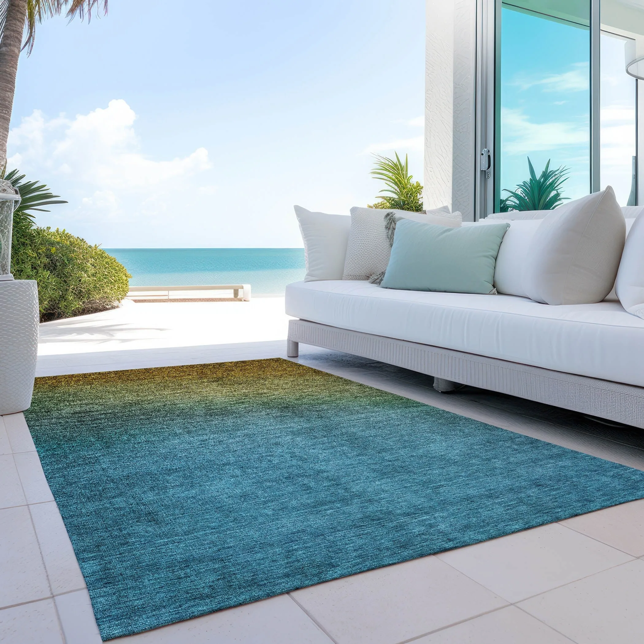 Machine Washable Indoor/ Outdoor Chantille Modern Ombre Rug