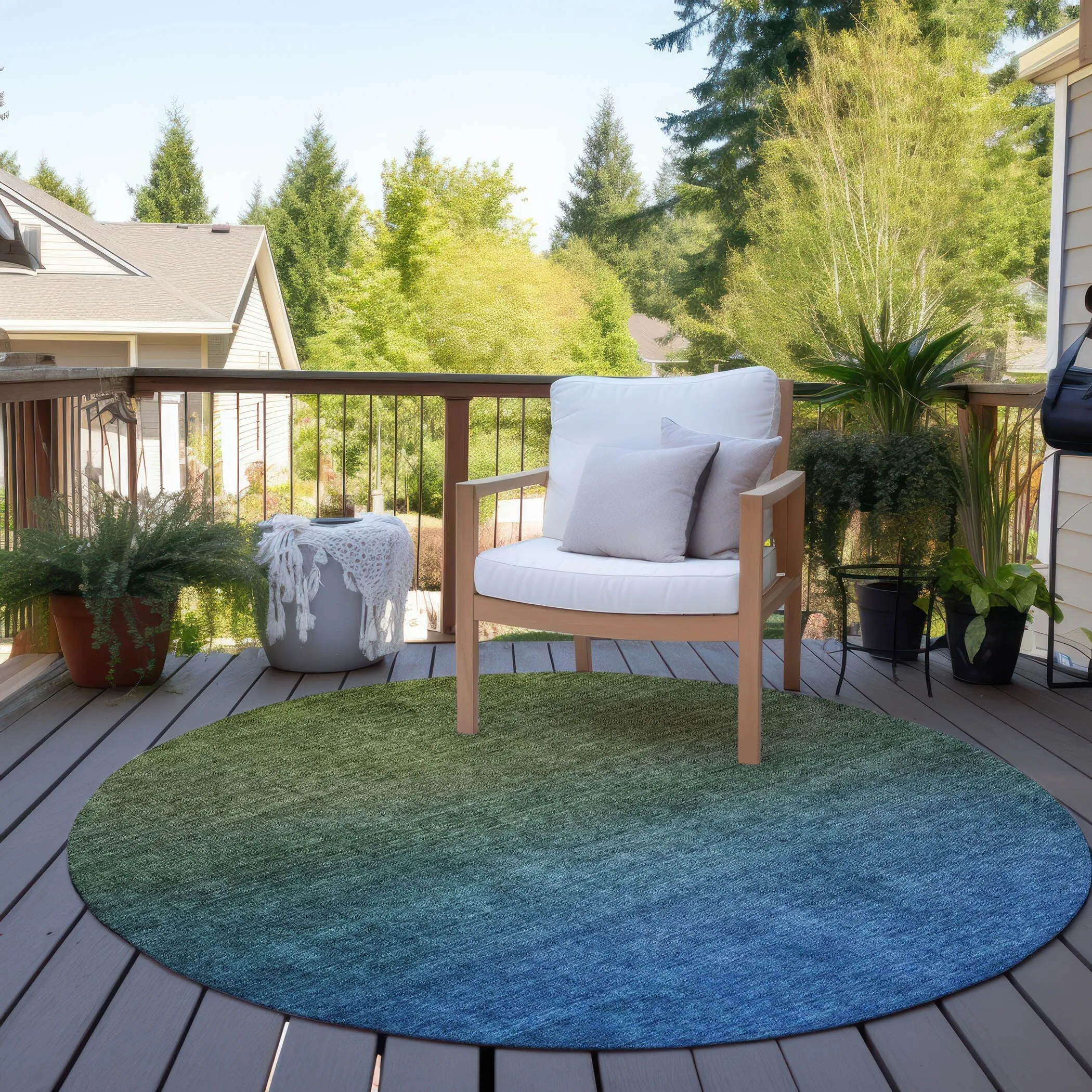 Machine Washable Indoor/ Outdoor Chantille Modern Ombre Rug