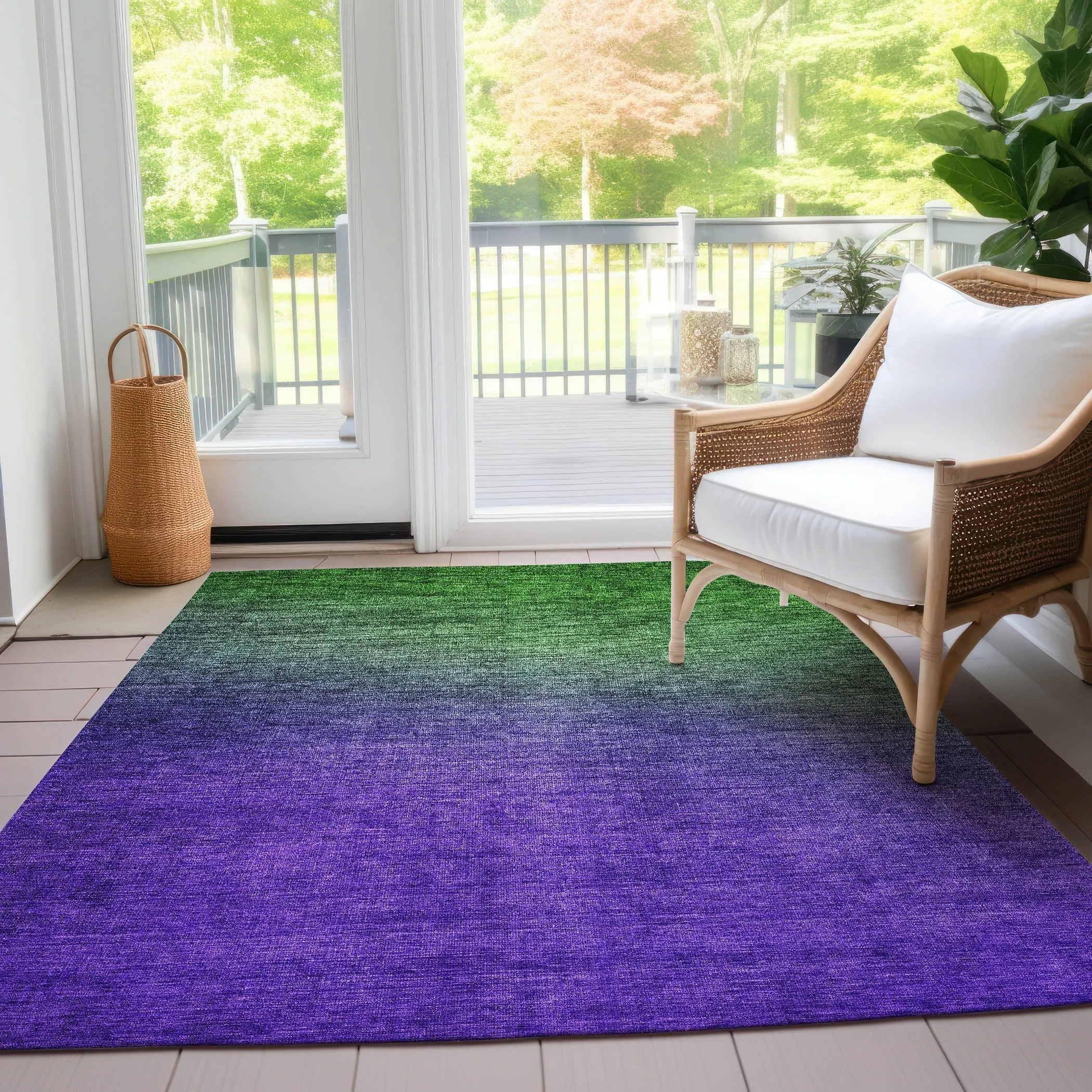 Machine Washable Indoor/ Outdoor Chantille Modern Ombre Rug