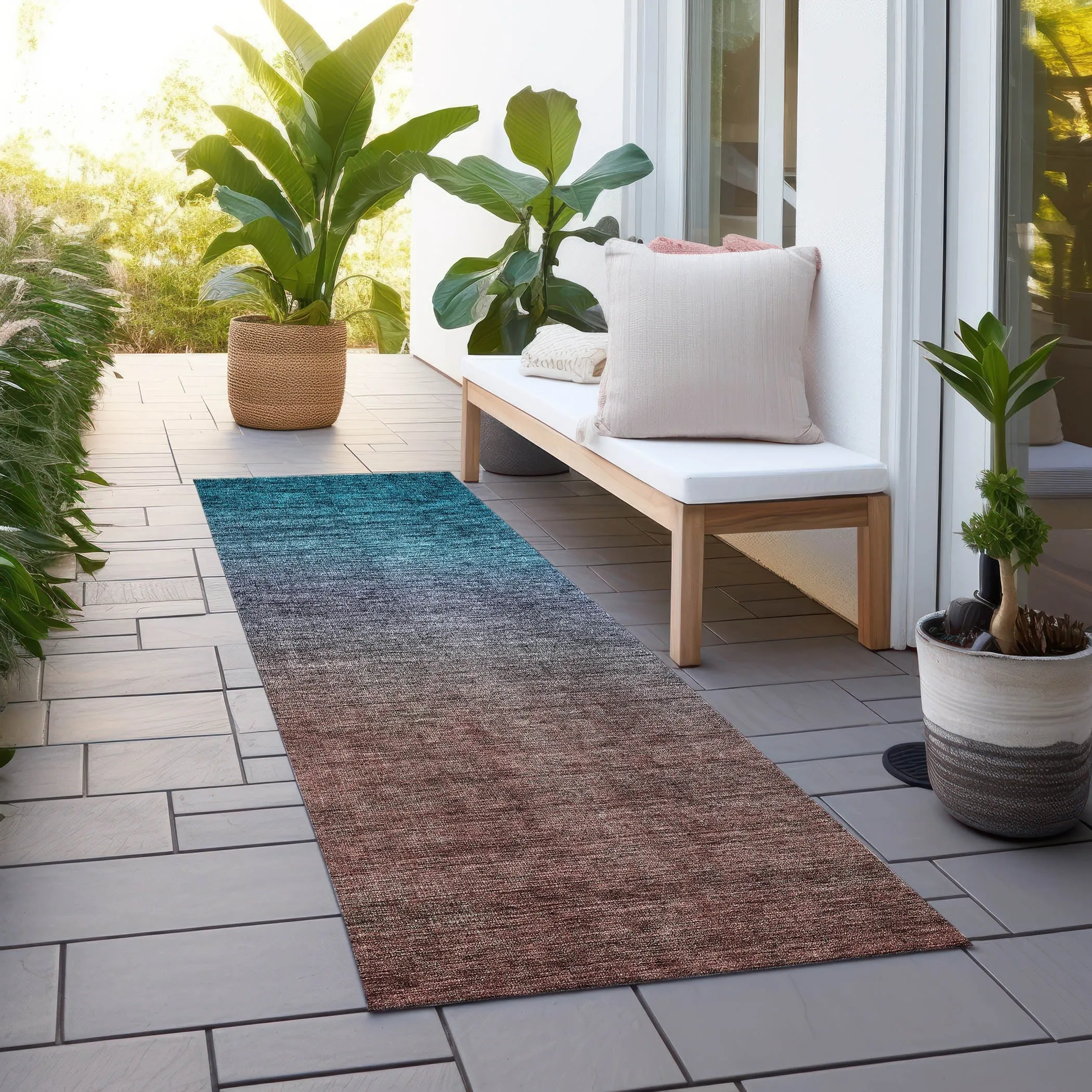 Machine Washable Indoor/ Outdoor Chantille Modern Ombre Rug