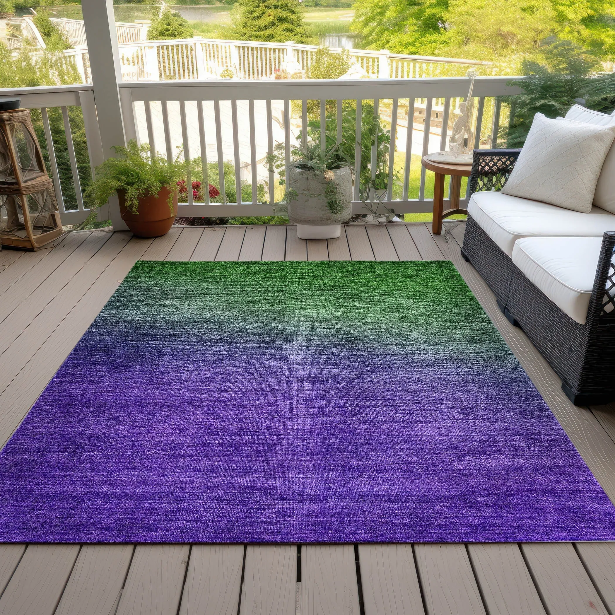 Machine Washable Indoor/ Outdoor Chantille Modern Ombre Rug