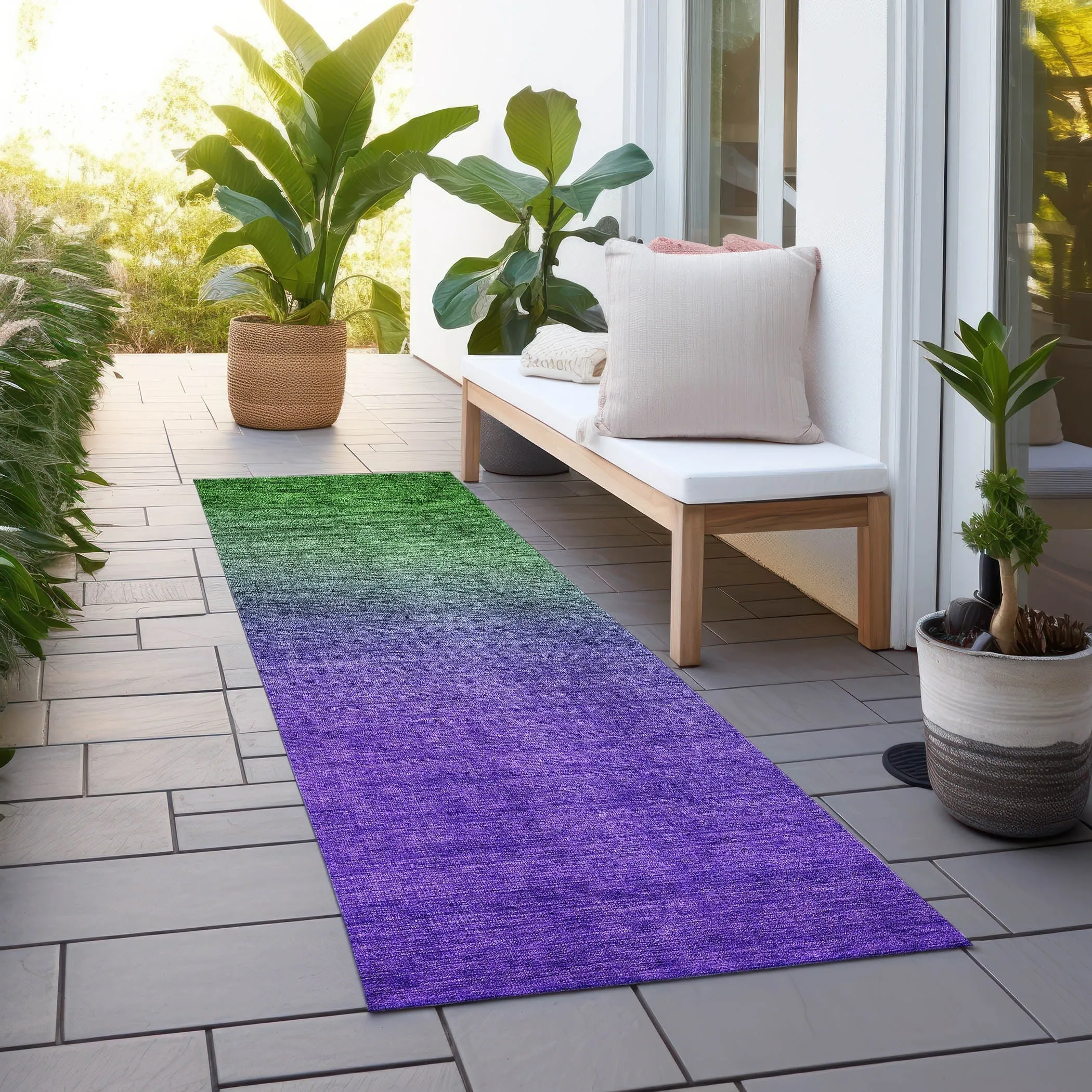 Machine Washable Indoor/ Outdoor Chantille Modern Ombre Rug