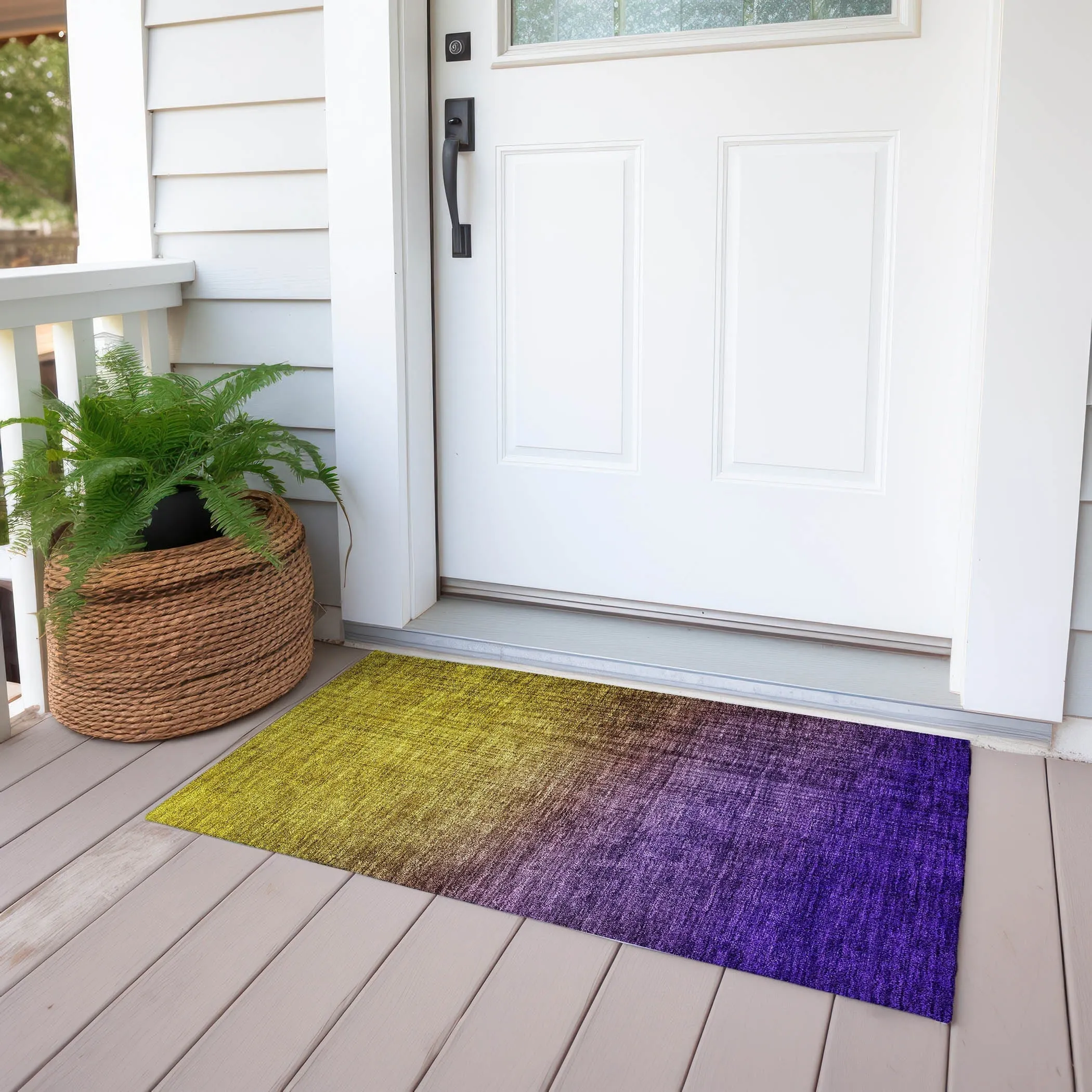 Machine Washable Indoor/ Outdoor Chantille Modern Ombre Rug