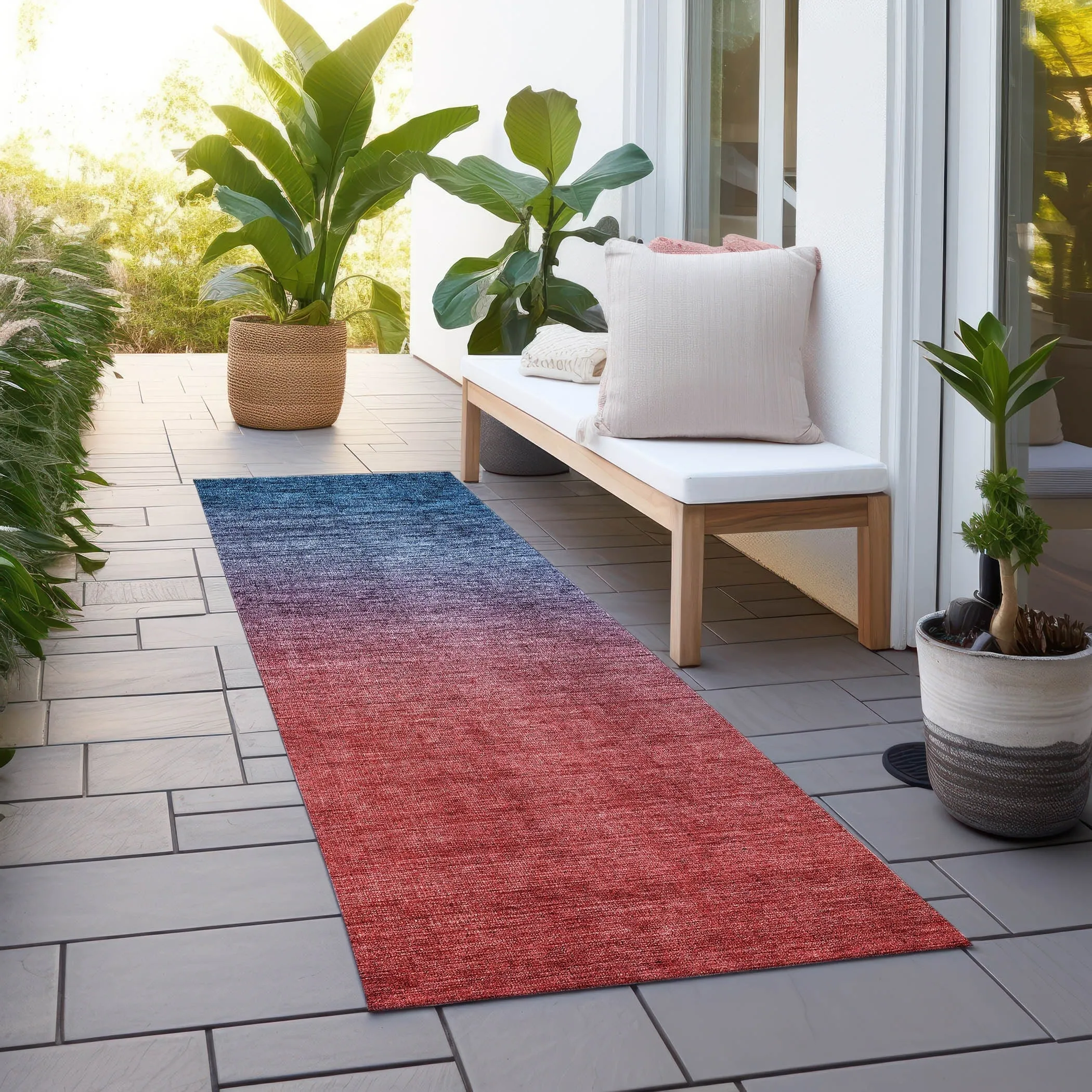 Machine Washable Indoor/ Outdoor Chantille Modern Ombre Rug