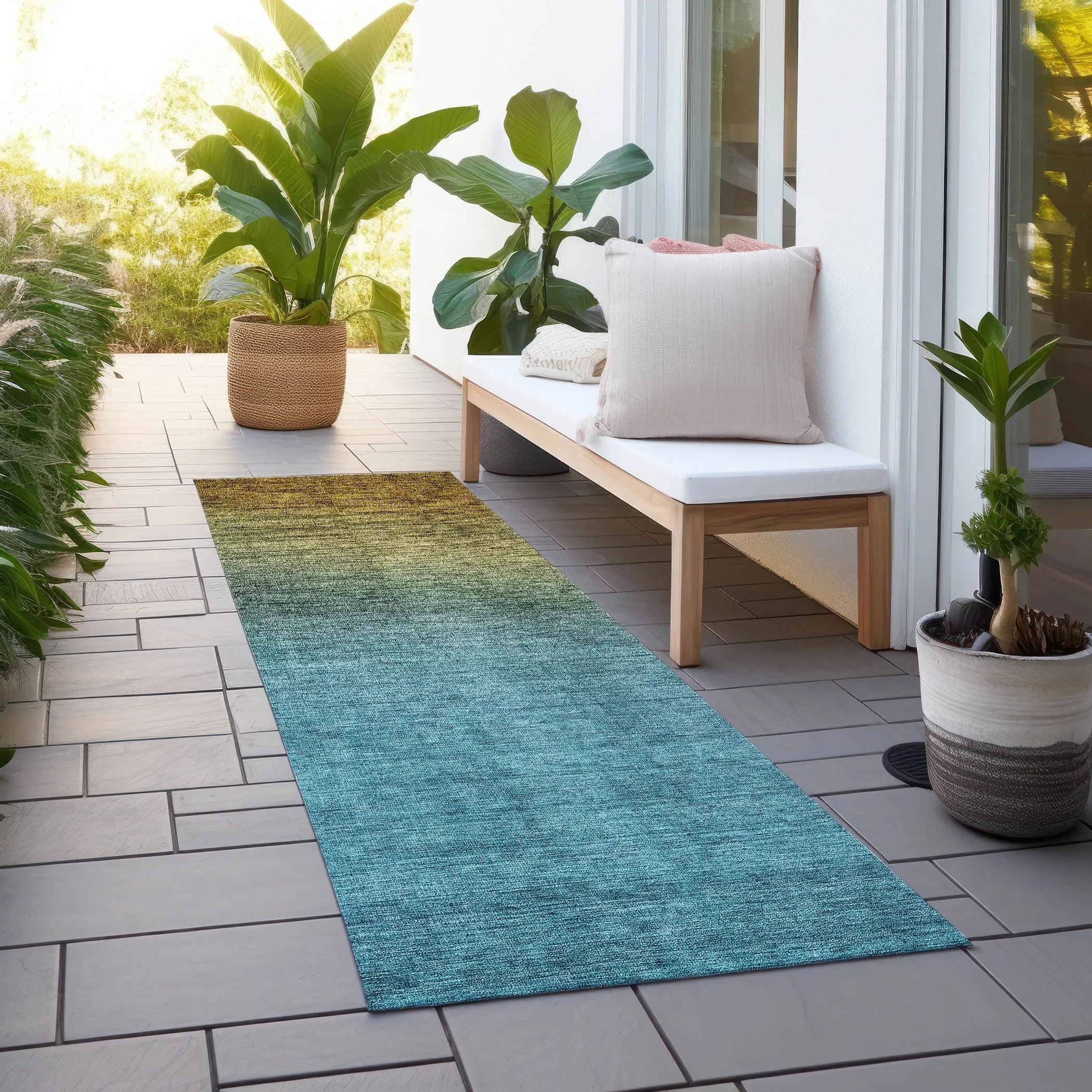 Machine Washable Indoor/ Outdoor Chantille Modern Ombre Rug