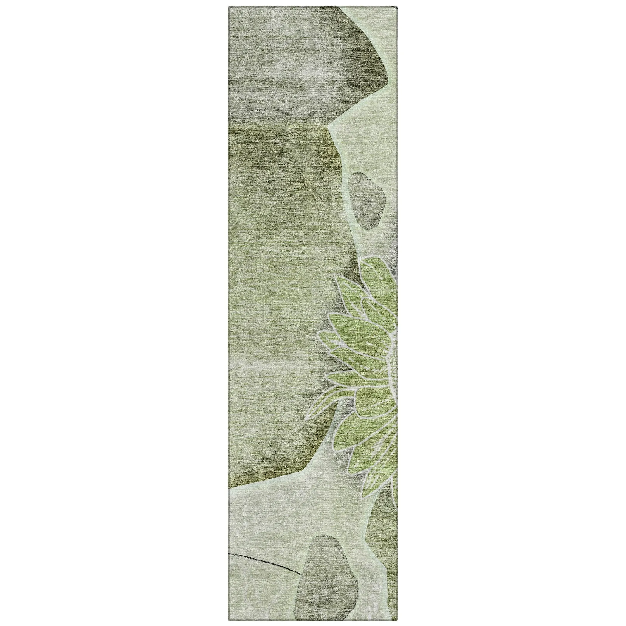 Machine Washable Indoor/ Outdoor Chantille Modern Sunflower Rug