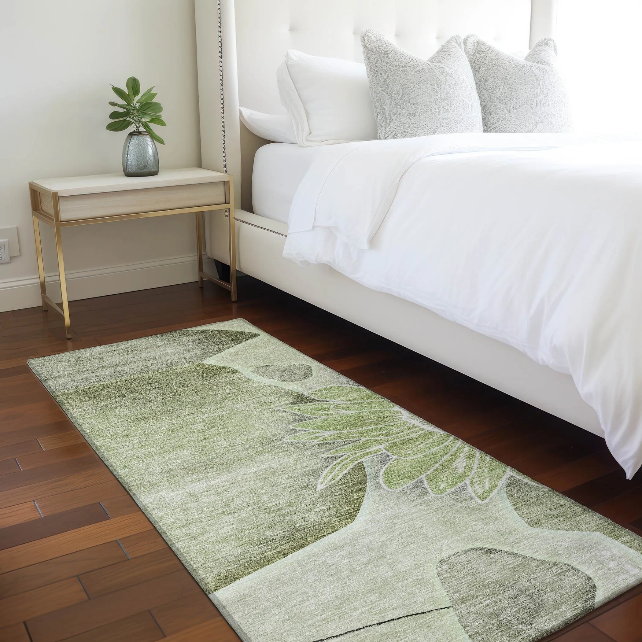 Machine Washable Indoor/ Outdoor Chantille Modern Sunflower Rug