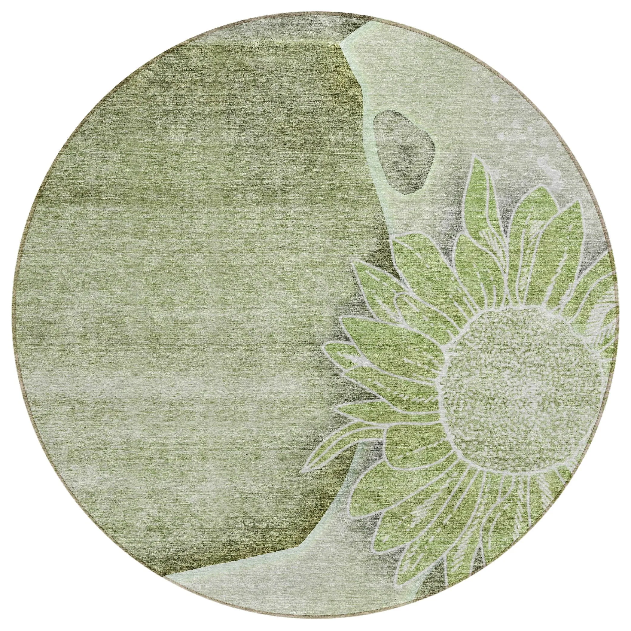 Machine Washable Indoor/ Outdoor Chantille Modern Sunflower Rug