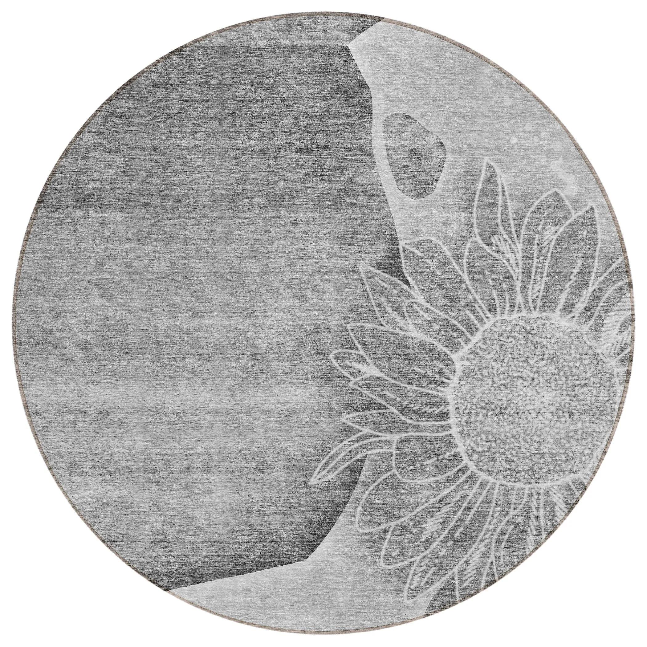 Machine Washable Indoor/ Outdoor Chantille Modern Sunflower Rug