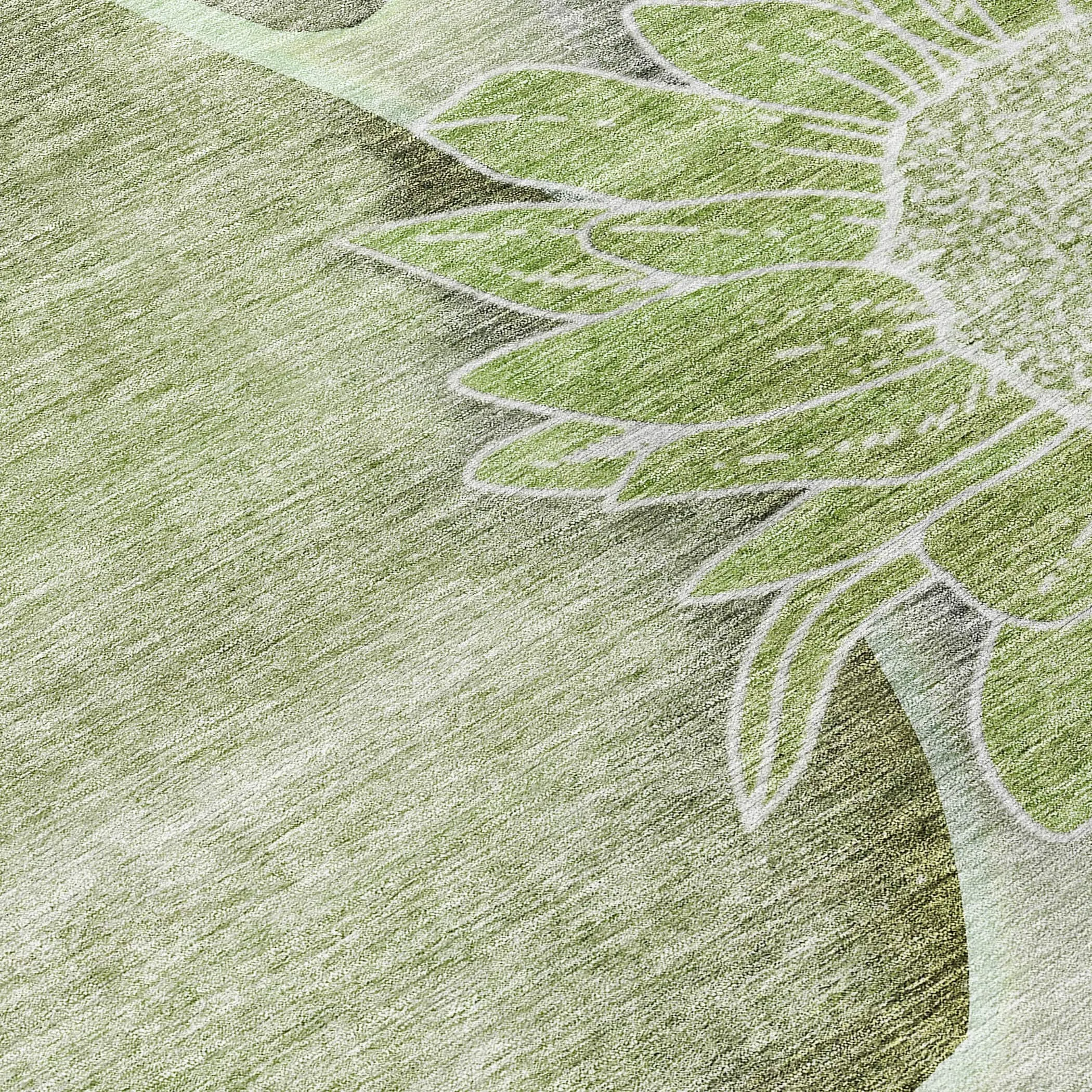 Machine Washable Indoor/ Outdoor Chantille Modern Sunflower Rug