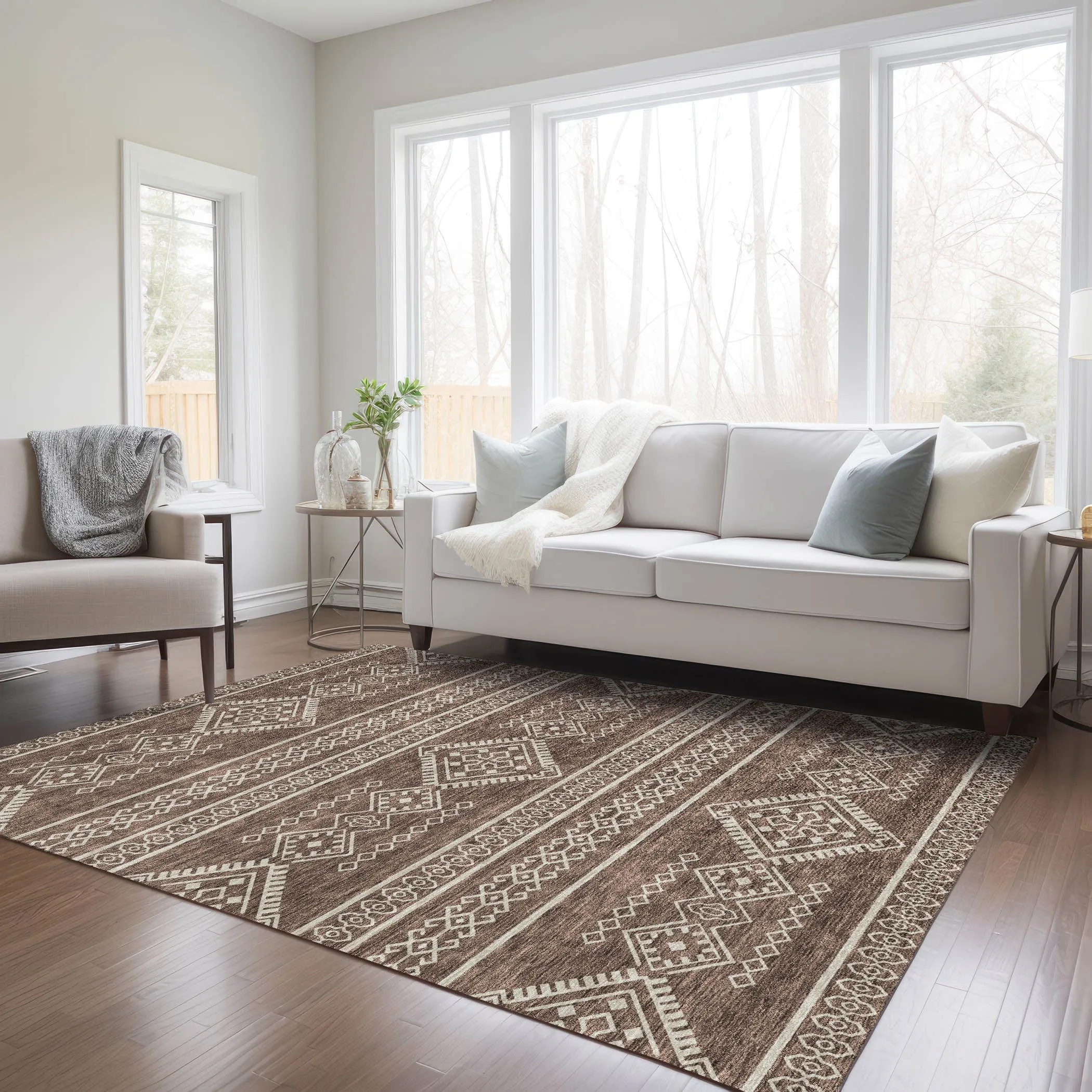Machine Washable Indoor/ Outdoor Chantille Moroccan Boho Rug